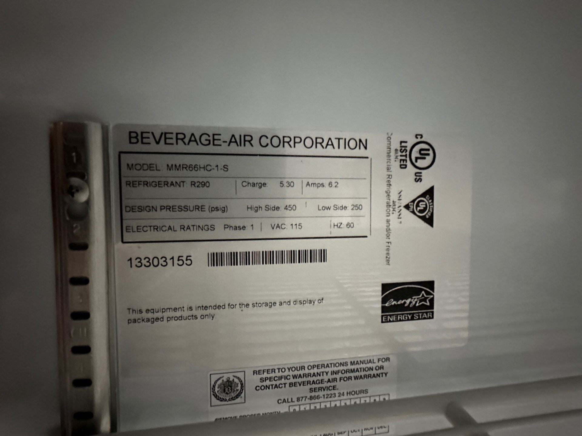 Beverage Air 3-Door Display Cooler, Model MMR66HC-1-S, S/N 13303155 | Rig Fee $350 - Image 2 of 2