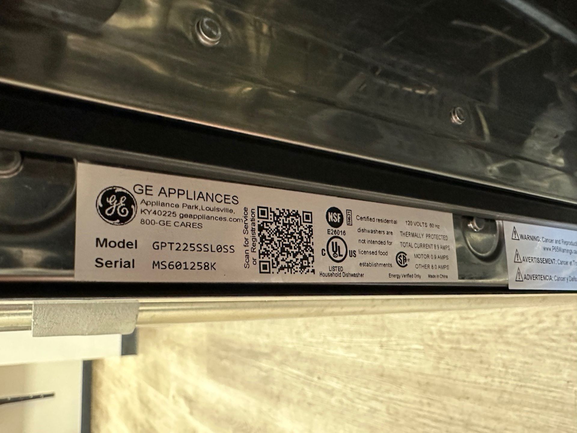 GE Dishwasher, Model GPT225SSLOSS, S/N MS601258K | Rig Fee $125 - Image 4 of 4