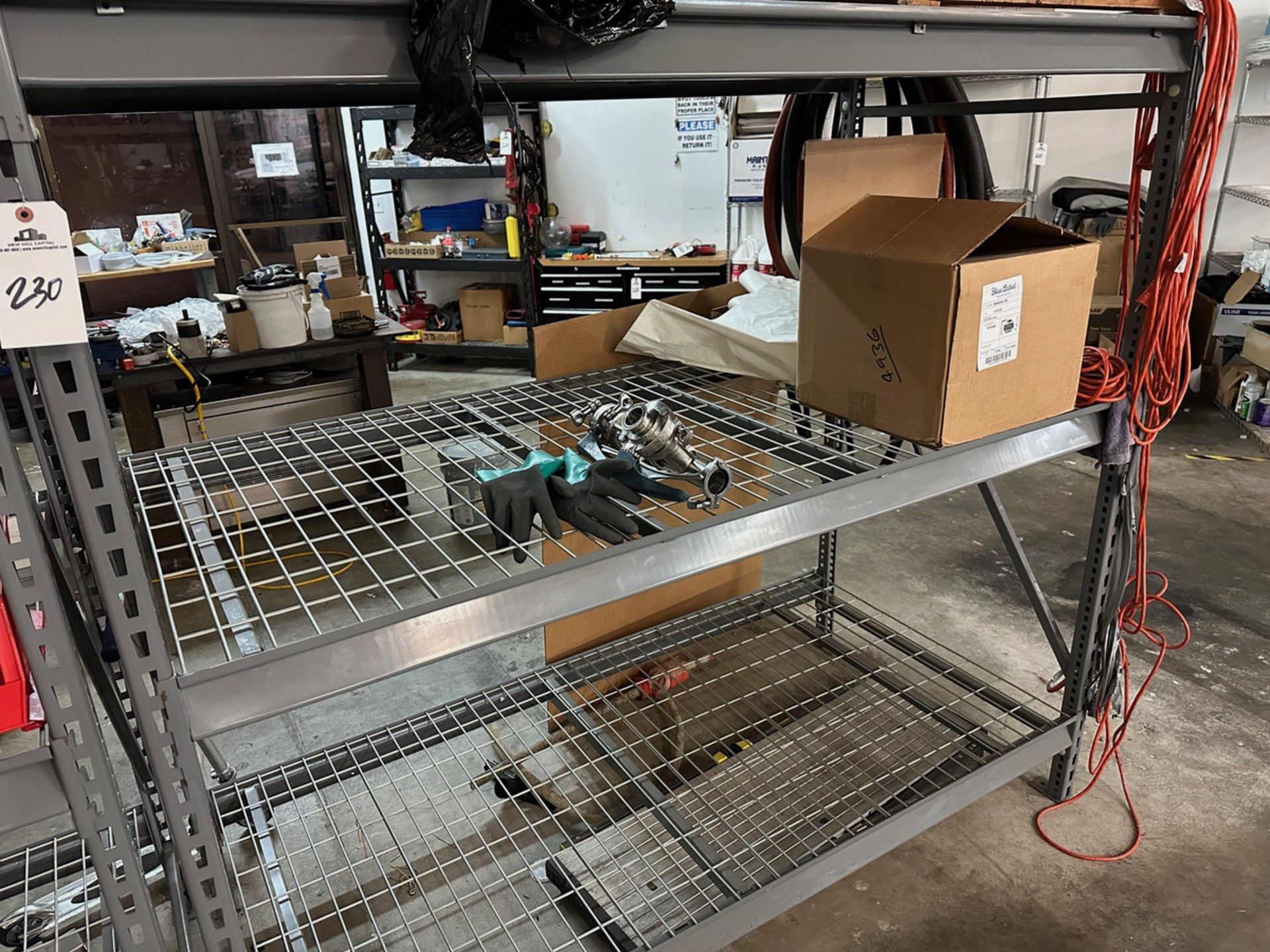 Lot of Wire Shelving Unit and Contents (Approx. 3' x 6') | Rig Fee $50