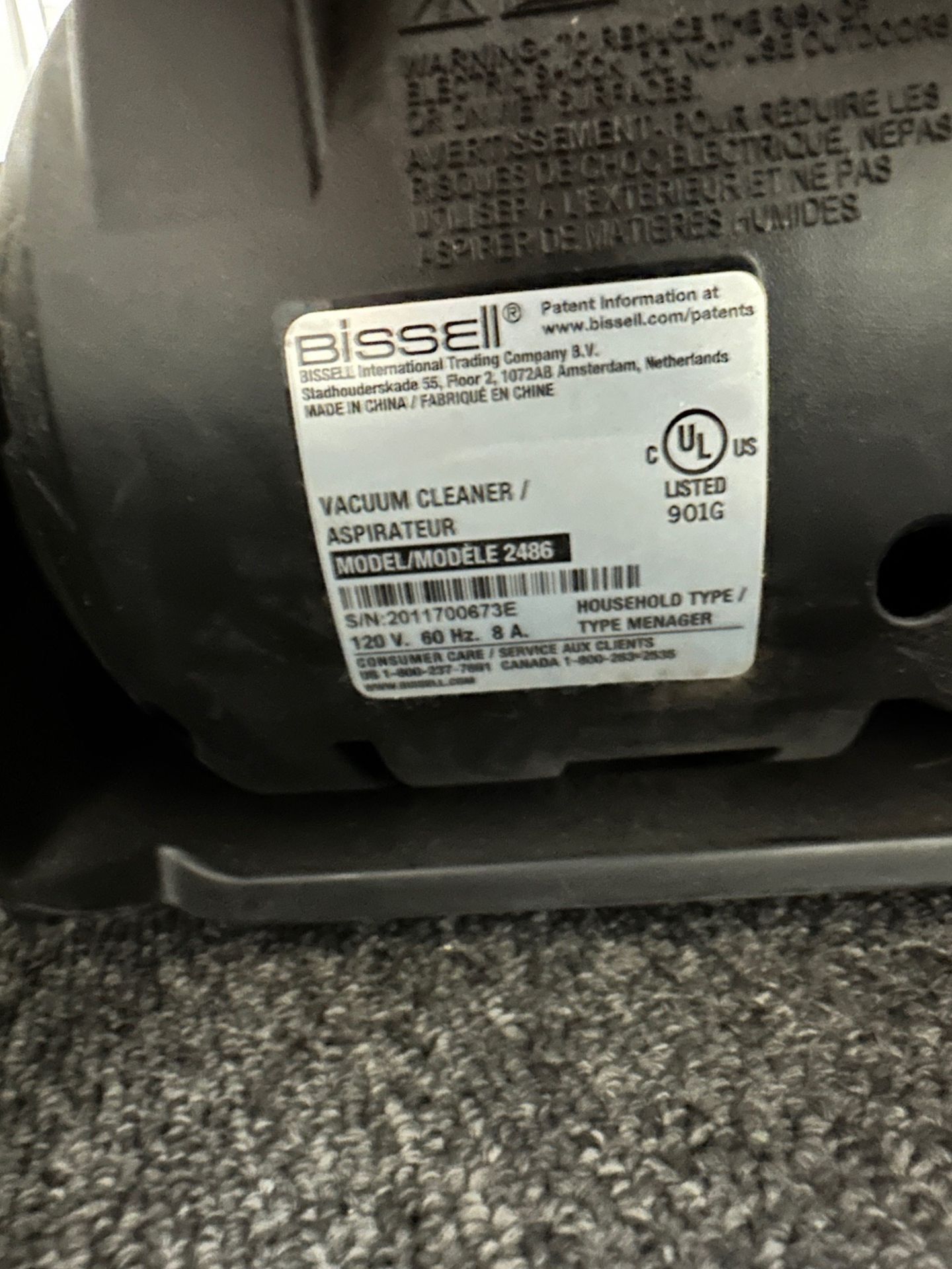 Bissell Vacuum Cleaner, Model 2486, S/N 2011700673E | Rig Fee $35 - Image 2 of 2