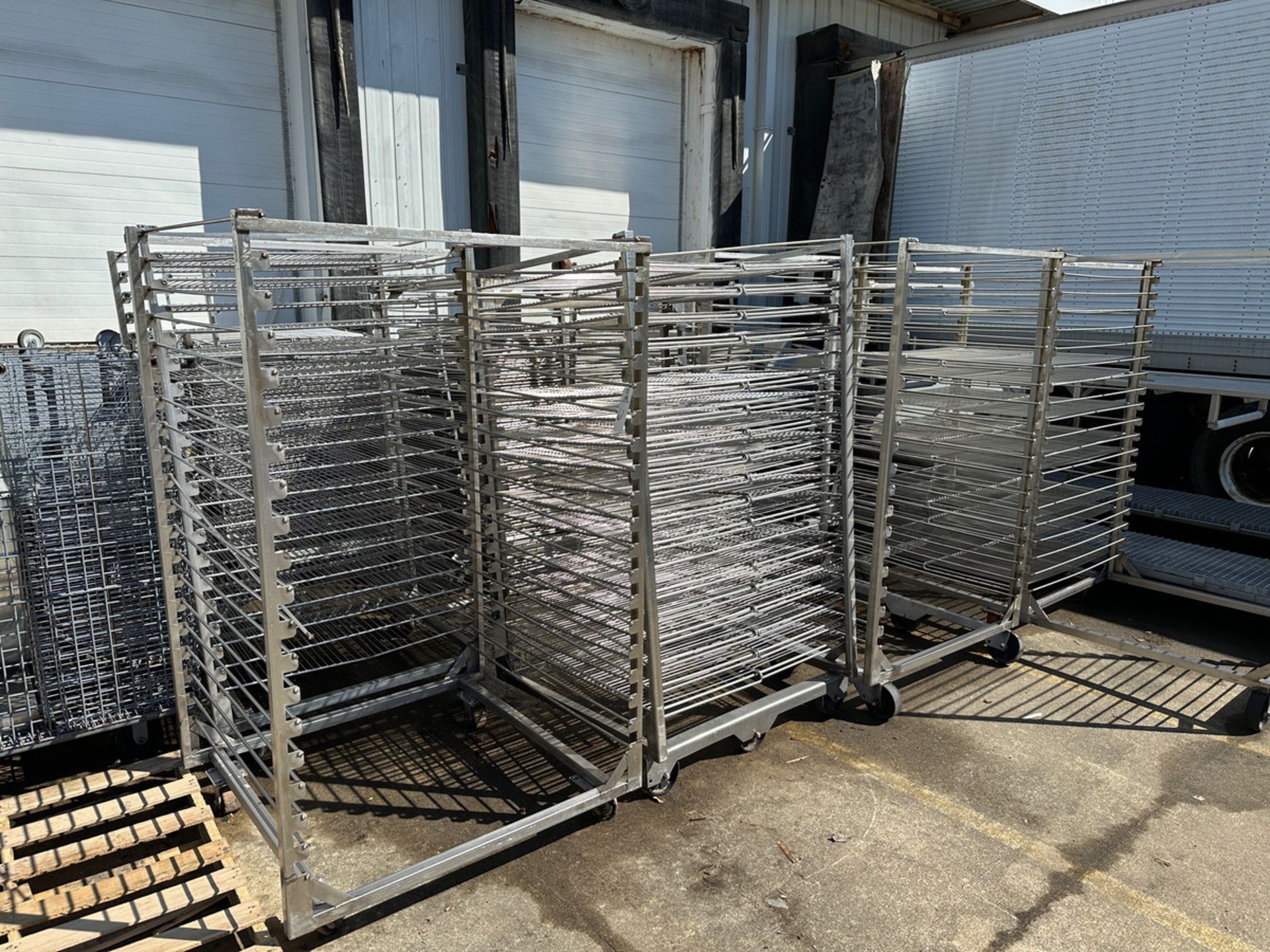 Lot of (5) Alkar Stainless Steel Meat Carts and Screens (Approx. 43" x 41" Screens | Rig Fee $125