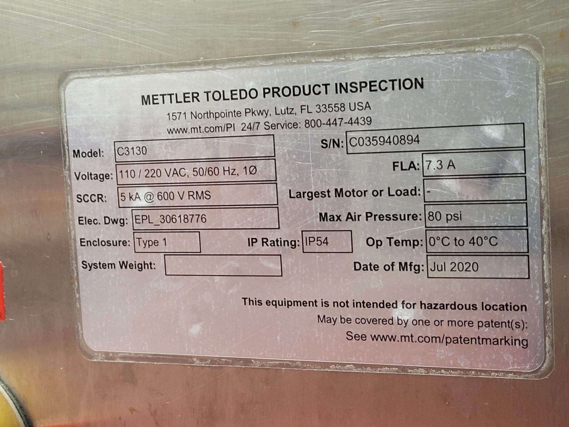 2021 Mettler Toledo C3130 Check Weigher, Conveyor Size: Product Weighing Range: 20 | Rig Fee $350 - Image 5 of 5