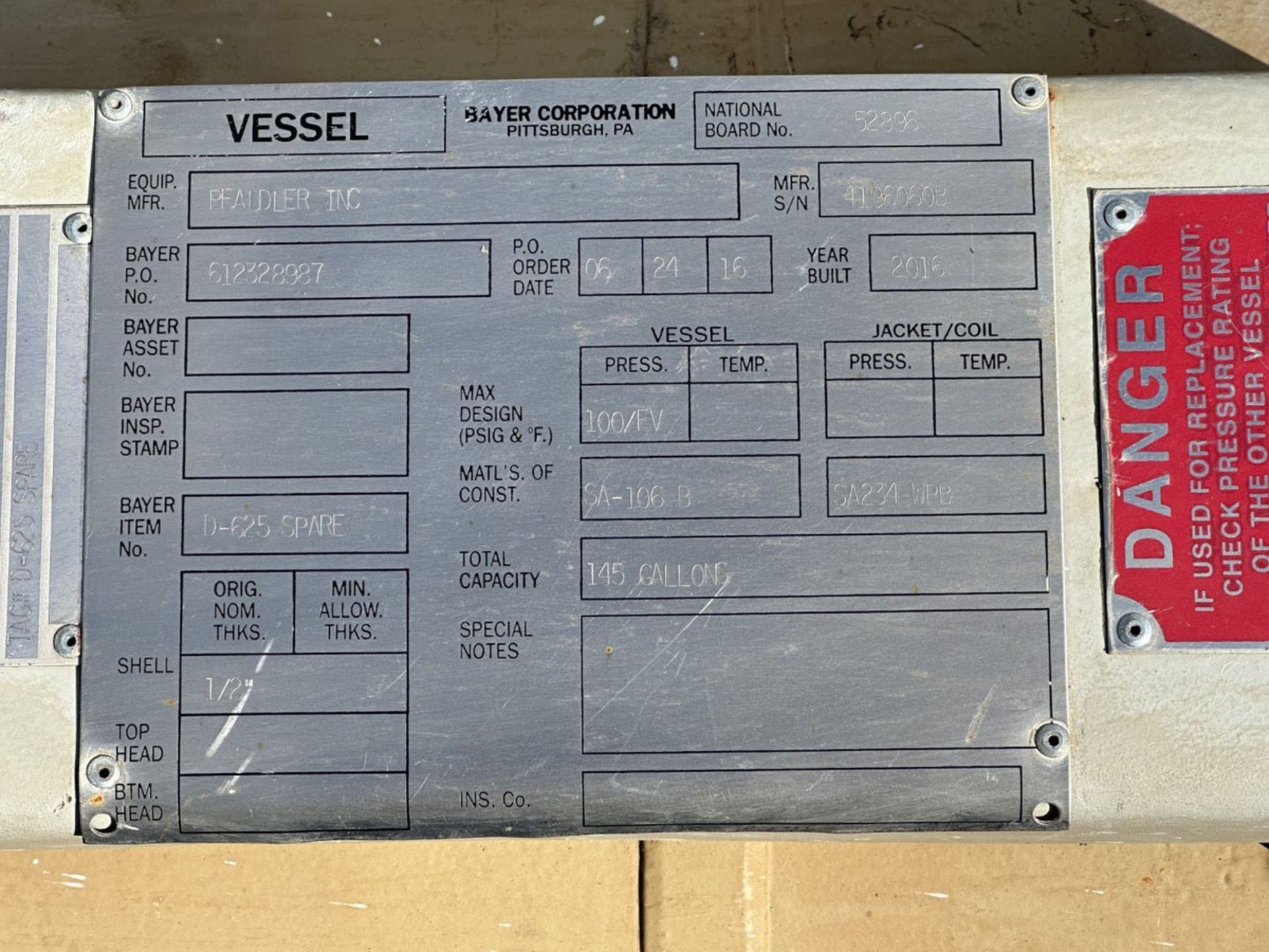 267" Pfaudler Glass Lined Column, Model Cl20-100, Approximately 20" Diame | Rig Fee $500 - Image 10 of 19