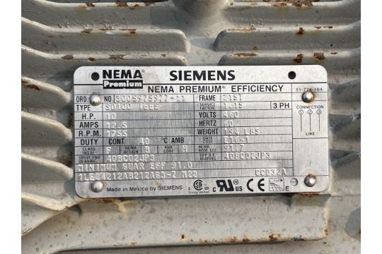 10 Hp Siemens Vacuum System, Type Elmo-F, Model 2Be11010Hy9Z, With Receiv | Rig Fee $250 - Image 14 of 14