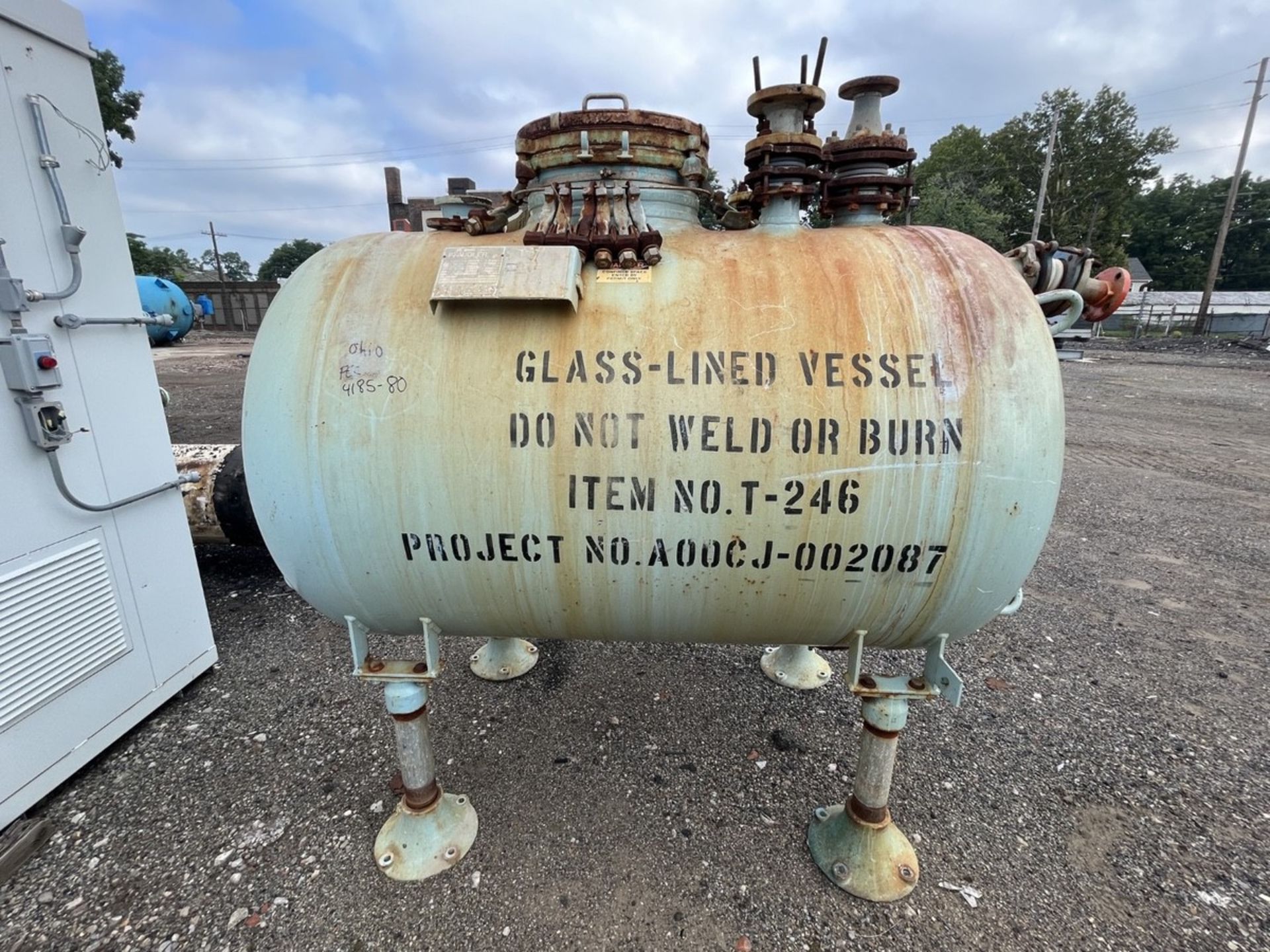 500 Gallon Pfaudler Glass Lined Horizontal Chemstore Receiver Tank, Rated | Rig Fee $500