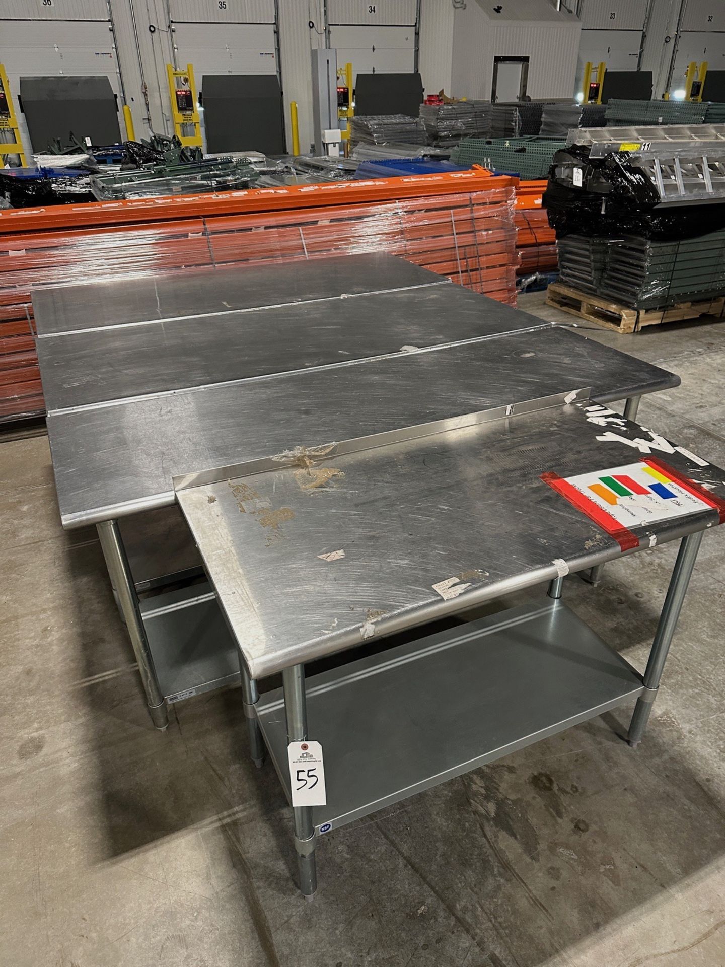 Lot of (4) Stainless Steel Tables - (2) 30" x 6' - (1) 2' x 6' - (1) 2' x 4' | Rig Fee $50