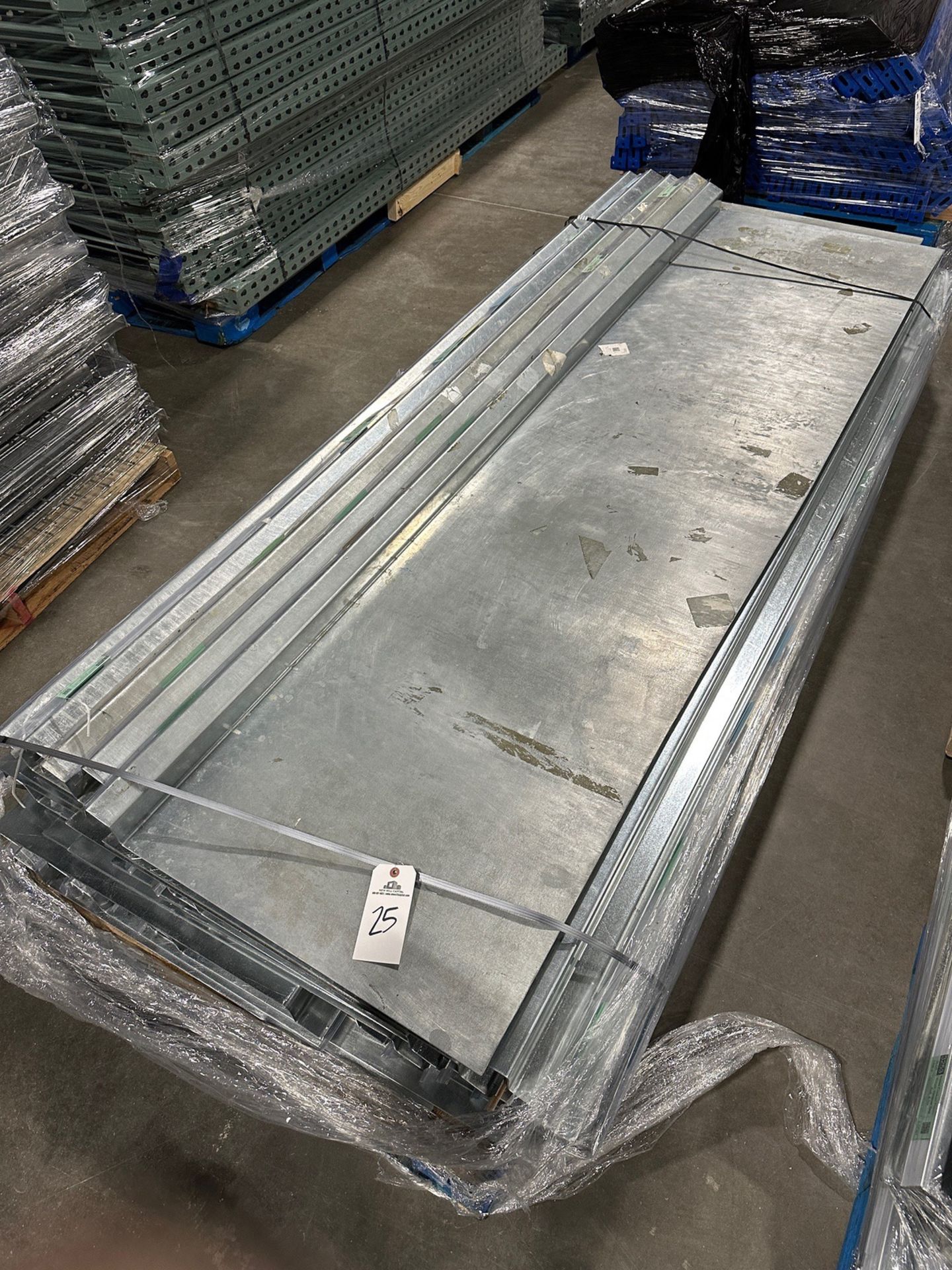 Lot of Approx. (30) Metal Shelves - 25" Deep x 95" Wide | Rig Fee $50