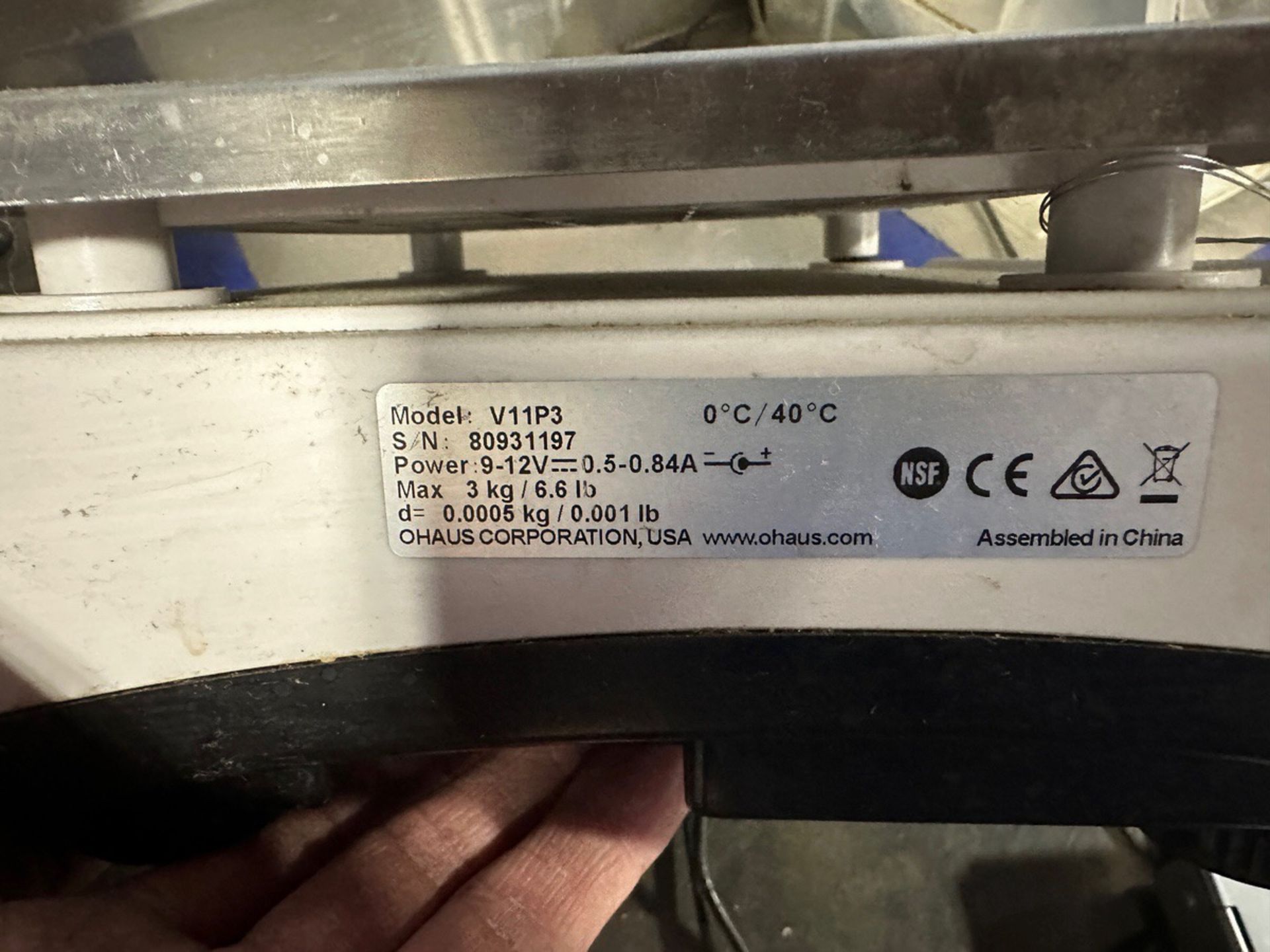 Ohaus Digital Scale - Model V11P3, S/N 80931197 (Site Tag Number: 77) | Rig Fee $25 - Image 2 of 2