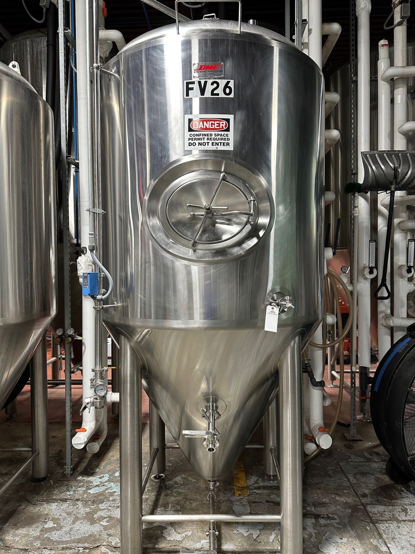 2014 DME 20 BBL Fermentation Tank - Cone Bottom, Glycol Jacketed, Mandoor, Zwickle | Rig Fee $750