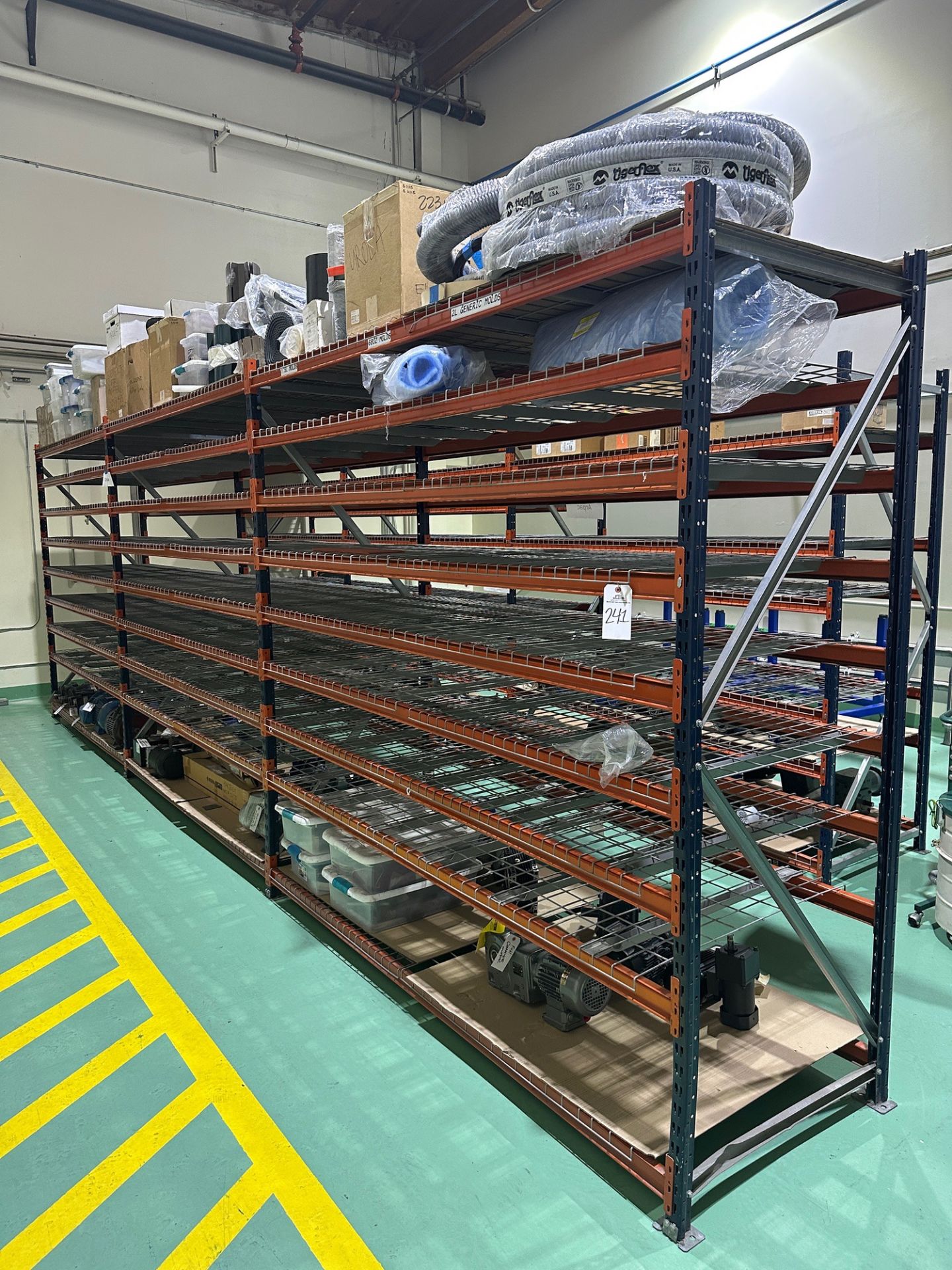 Lot of Teardrop Shelving (8) 8' Uprights, (102) 8' Crossbeams and 3