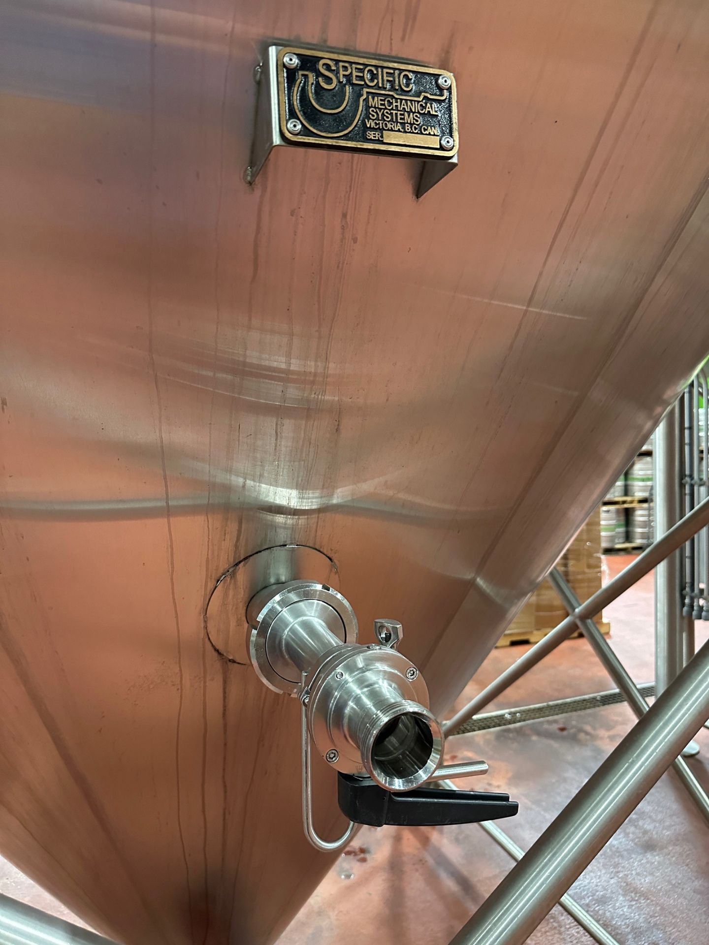 2016 - 300 BBL Specific Mechanical Stainless Steel Fermentation Tank - Cone Bottom, | Rig Fee $2900 - Image 3 of 6