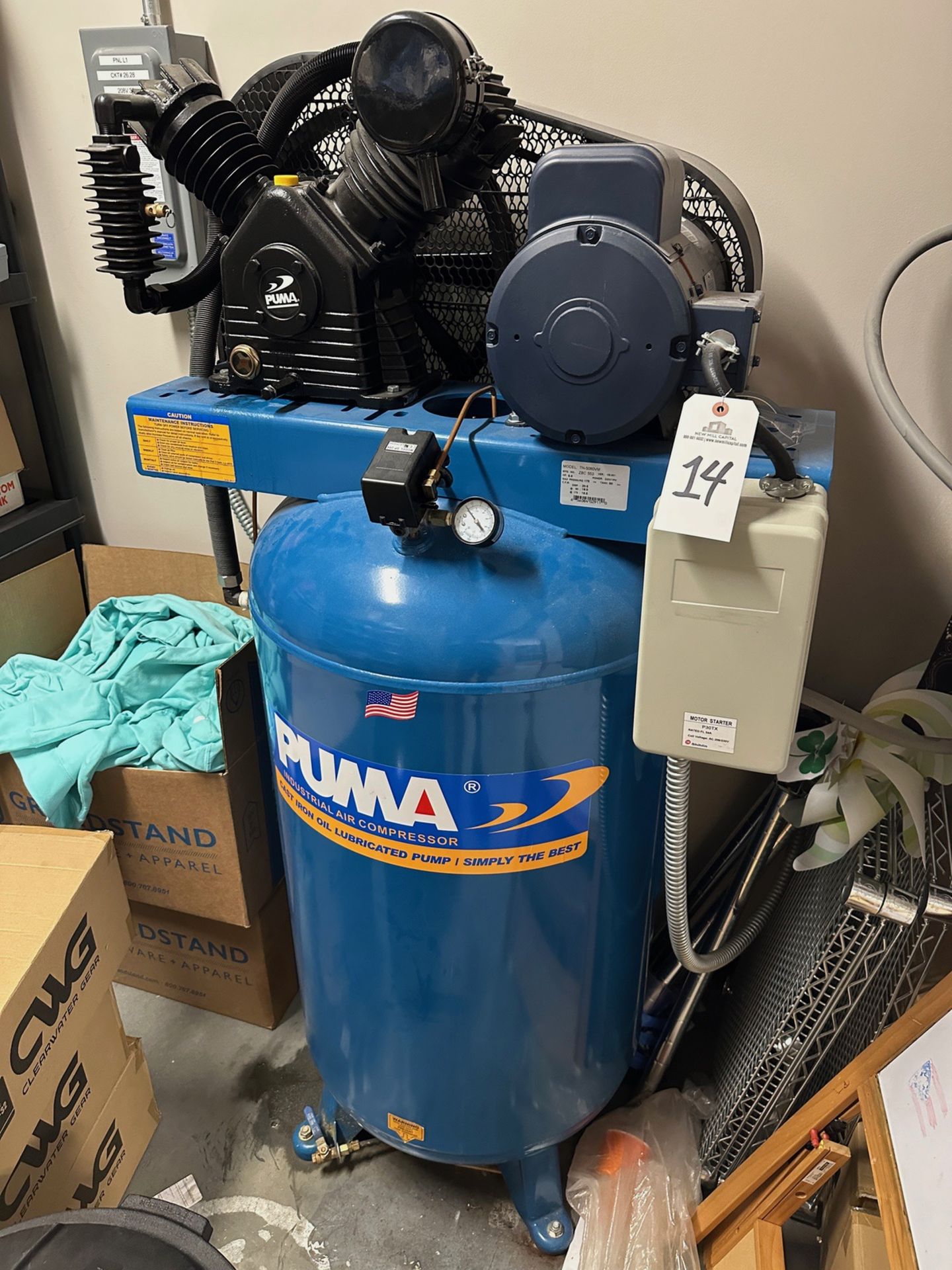 PUMA 5 HP Industrial Air Compressor with 80 Gallon Tank - Model TN-5080VM, S/N ZBC | Rig Fee $75