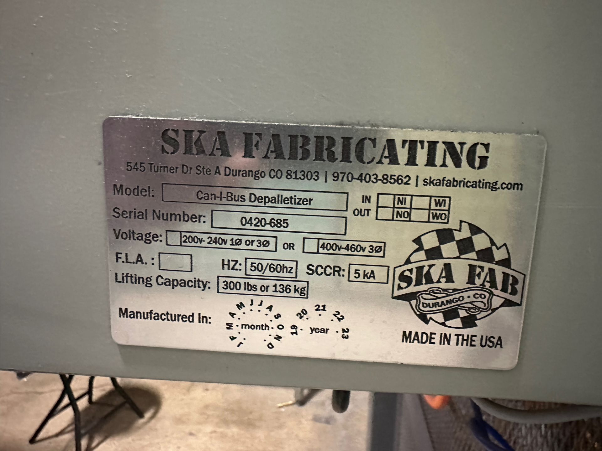 2020 SKA Fab Can-I-Bus Depalletizer with MCE Conveyor - S/N 0420-685 | Rig Fee $750 - Image 5 of 6