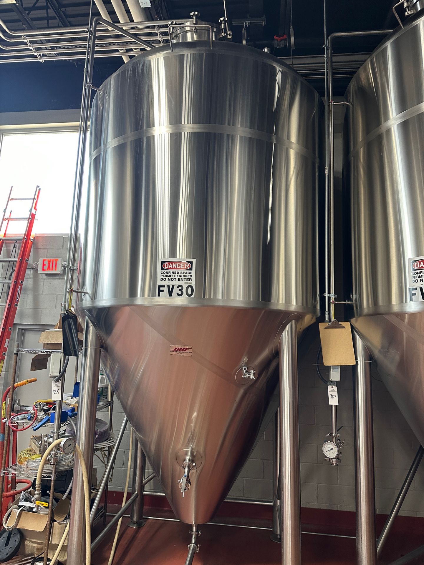 2019 DME 60 BBL Fermentation Tank - Cone Bottom, Glycol Jacketed, Top Manway, Racki | Rig Fee $1650