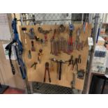 Lot of Pegboard and Hand Tools with Harness | Rig Fee $45