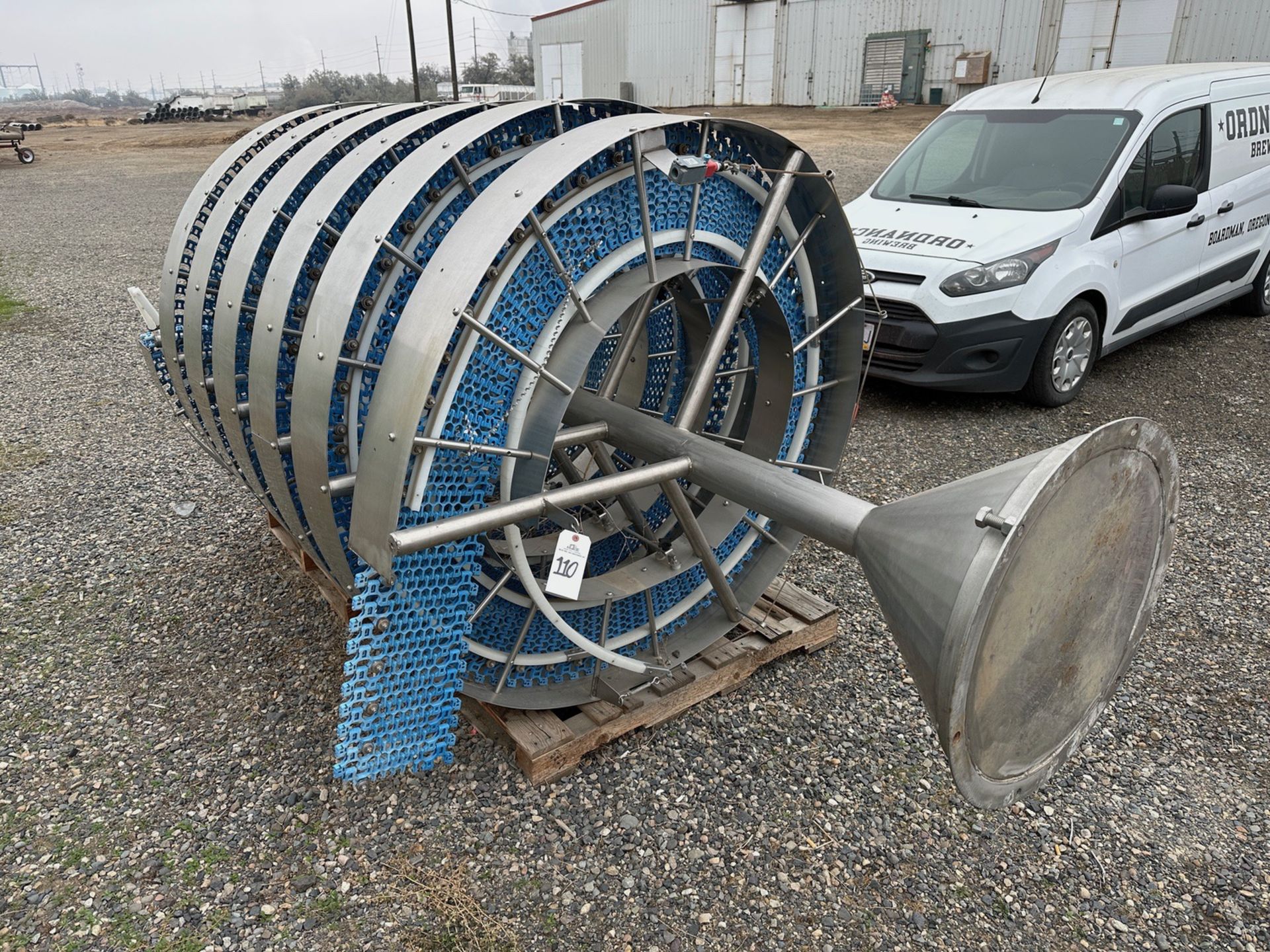 Spiral Cooling Tower Conveyor (Approx. 1' Belt Over Stainless Steel Frame - 64" Dia | Rig Fee $350