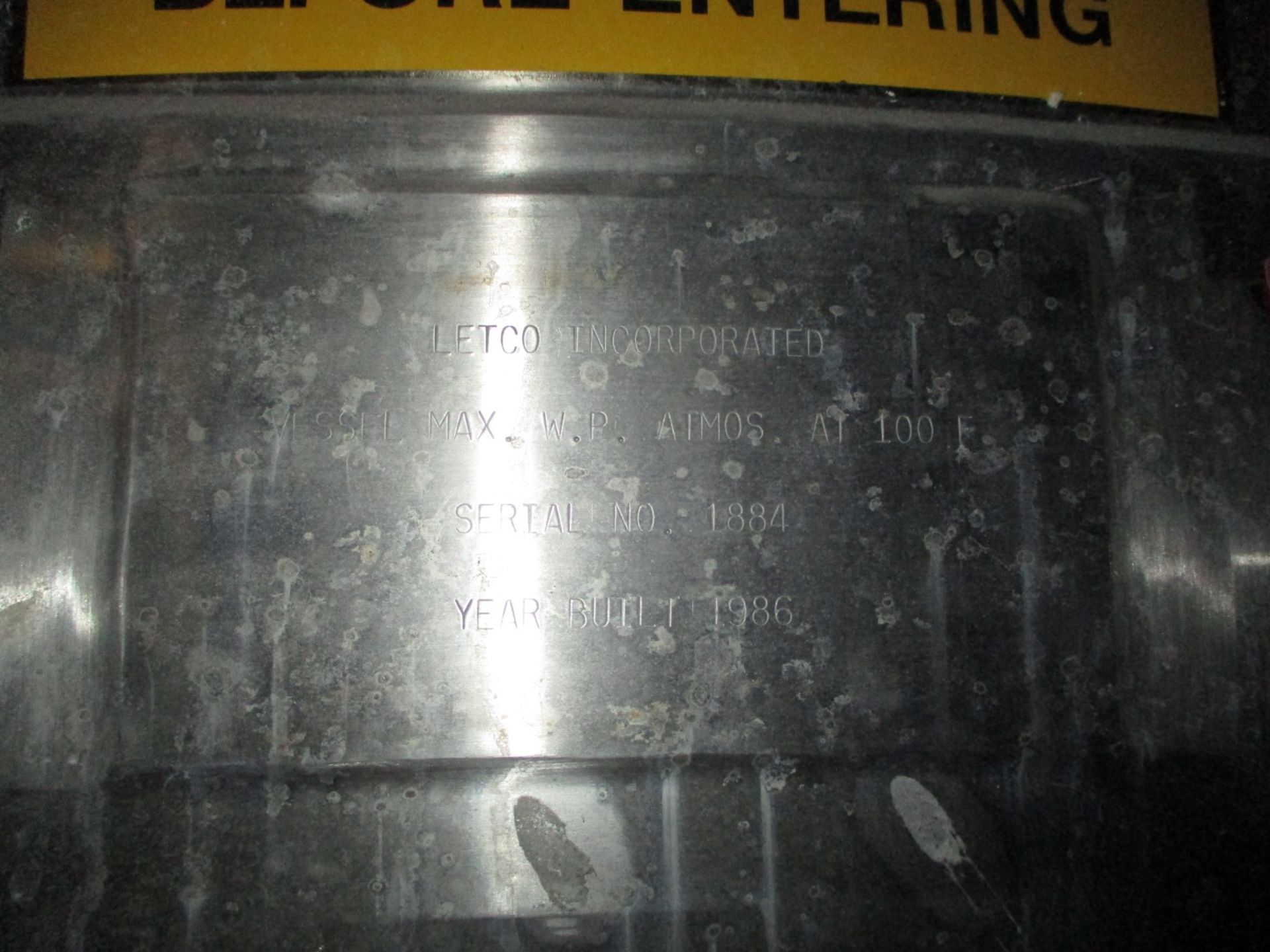 7500 Gallon Letco Tank, Stainless Steel Construction, Approximately 10' Diameter X | Rig Fee $3500 - Image 2 of 5