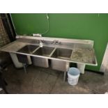 Stainless Steel 3-Compartment Sink (w/Landing Zones) (Approx. 30" x 99") | Rig Fee $250