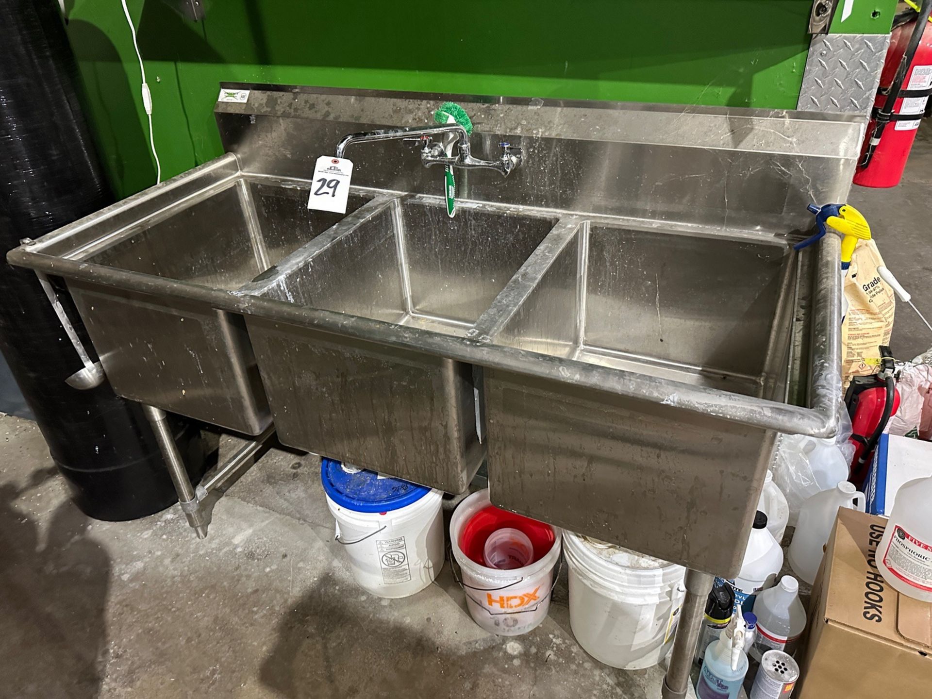 Regency Stainless Steel 3-Compartment Sink (Approx. 30" x 63") | Rig Fee $250