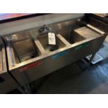 Regency Stainless Steel 3-Compartment Bar Sink (Approx. 19" x 4') | Rig Fee $125