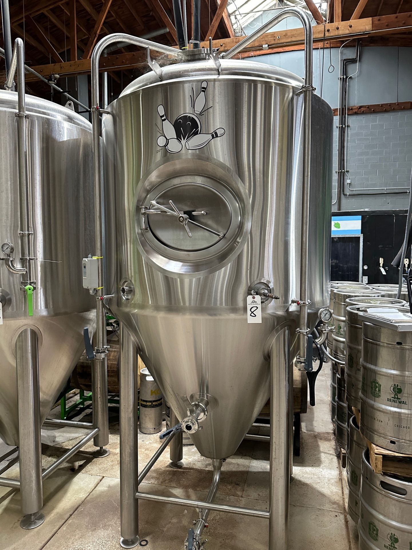 Alpha 15 BBL Stainless Steel Fermentation Tank - Cone Bottom Glycol Jacketed, Mandoor | Rig Fee $950