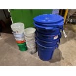Lot of 20-Gallon Brute Trash Cans with 5-Gallon Buckets | Rig Fee $20