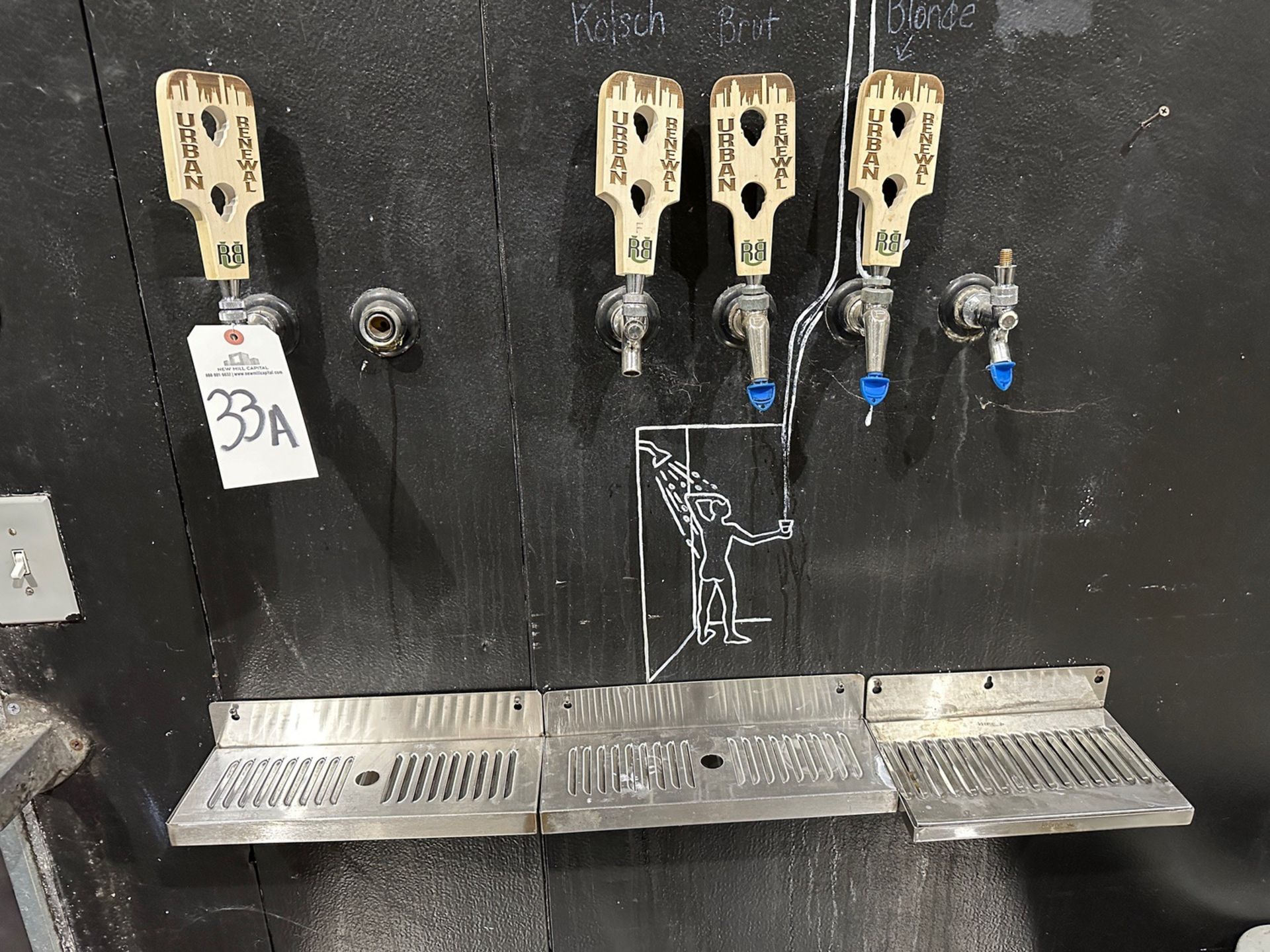 Lot of Draft Faucets with Couplers, Regulator and Drip Trays | Rig Fee $200