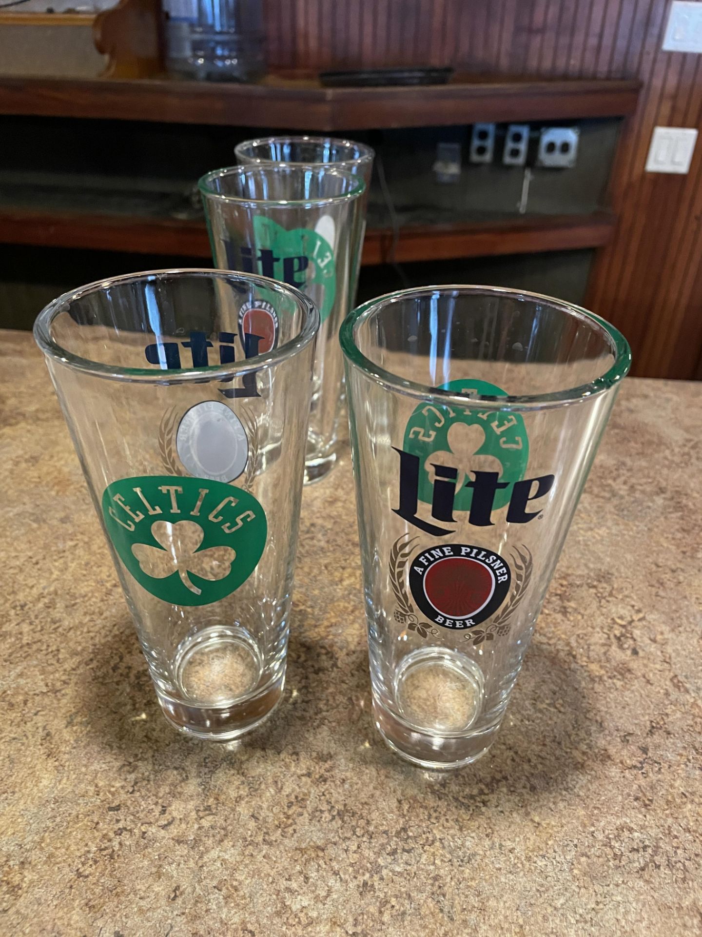 (4) Miller Lite Celtics Pint Glasses