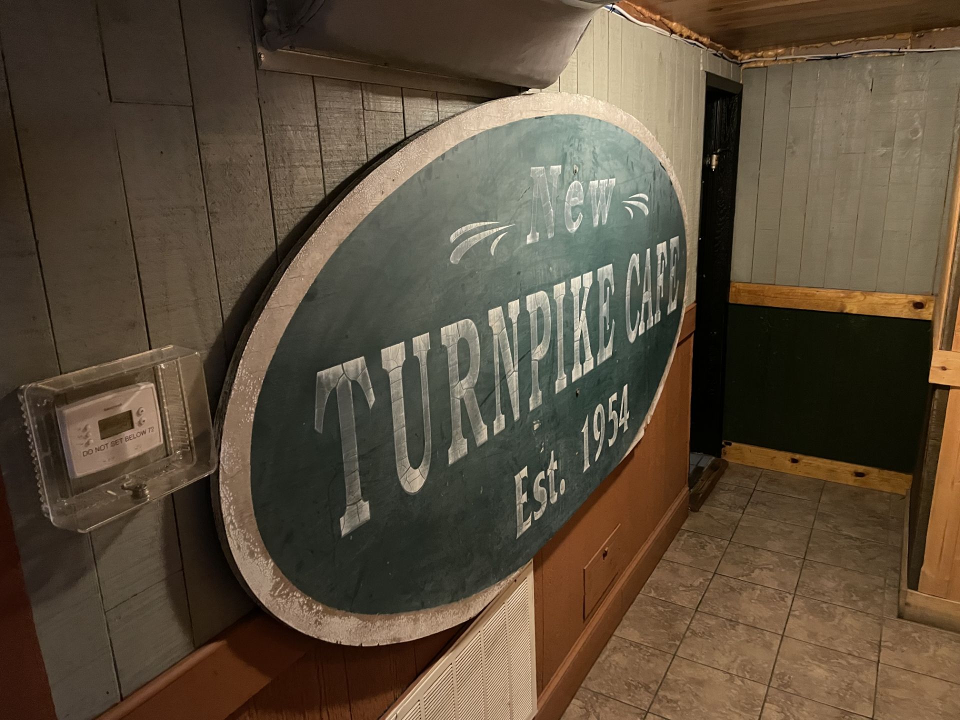 Approx. 92" x 44"H All Wood Sign "New Turnpike Café Est. 1954"