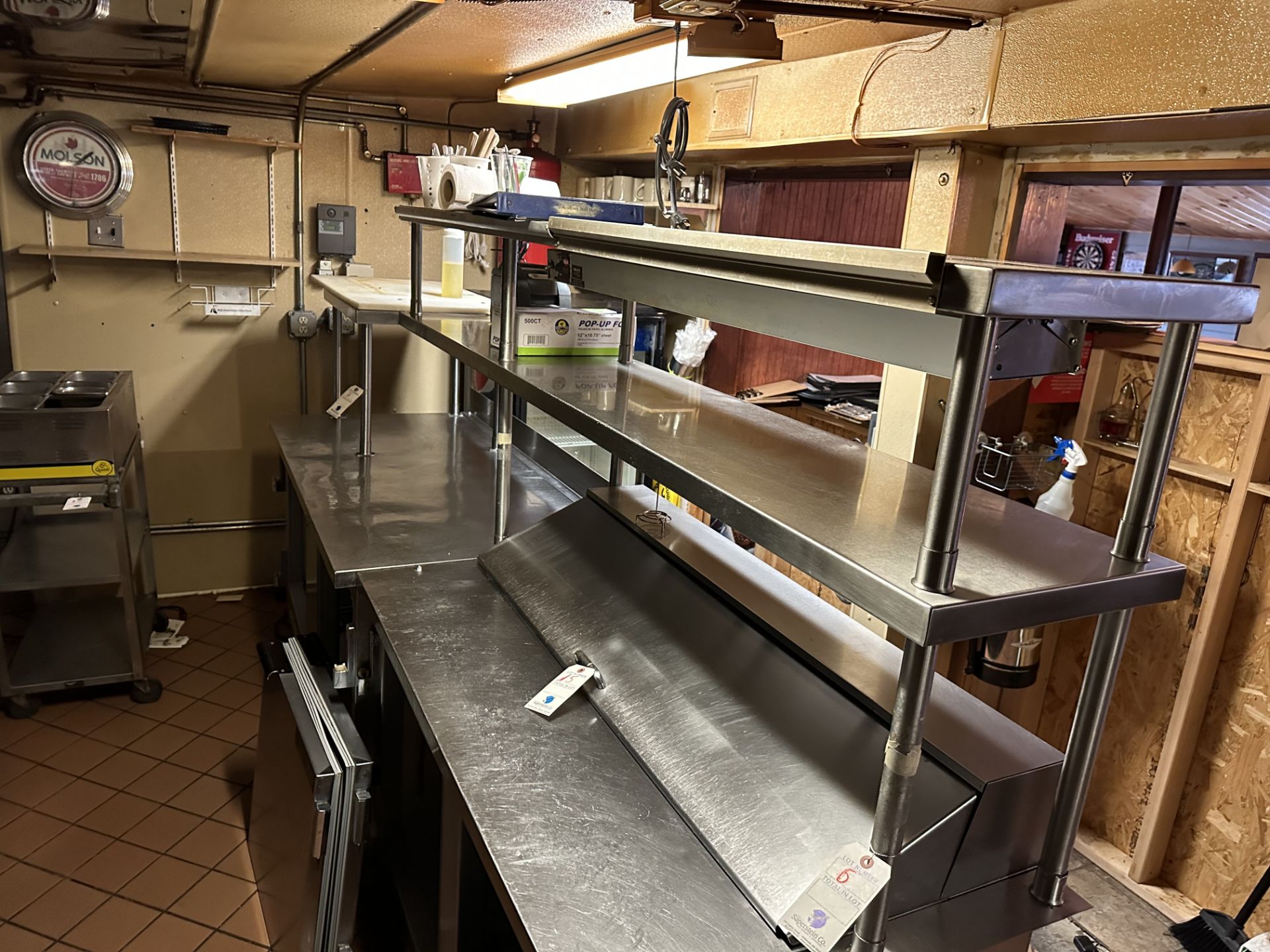 Beverage Air #WTR60A All SS Kitchen Setup w/2 SS OverShelves, Heat Lamp &2 Door Refrigeration