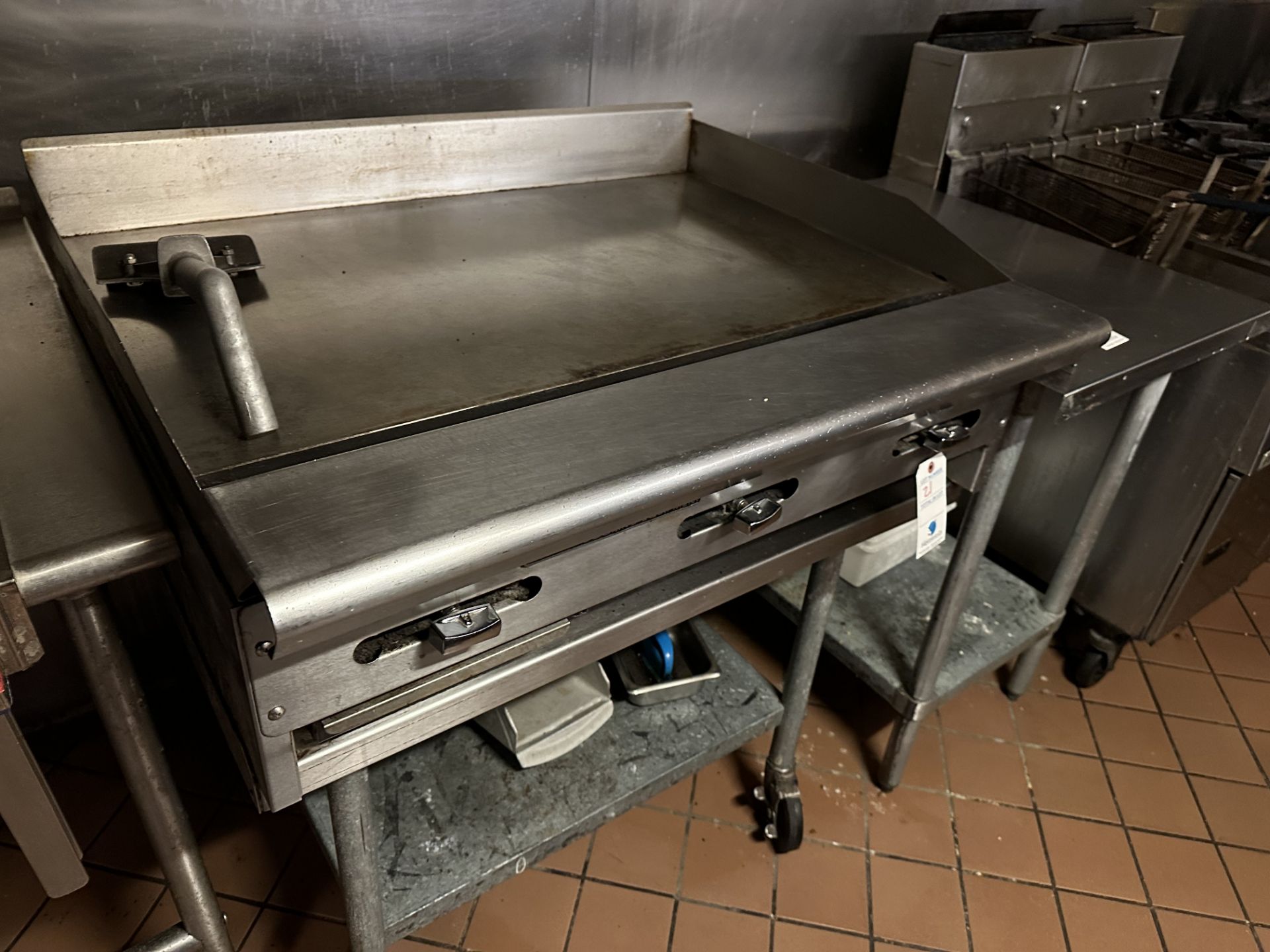 American Range Gas 3 Burner Flat Top Griddle, 36" w/SS Top 3' Portable Stand' - Image 2 of 2