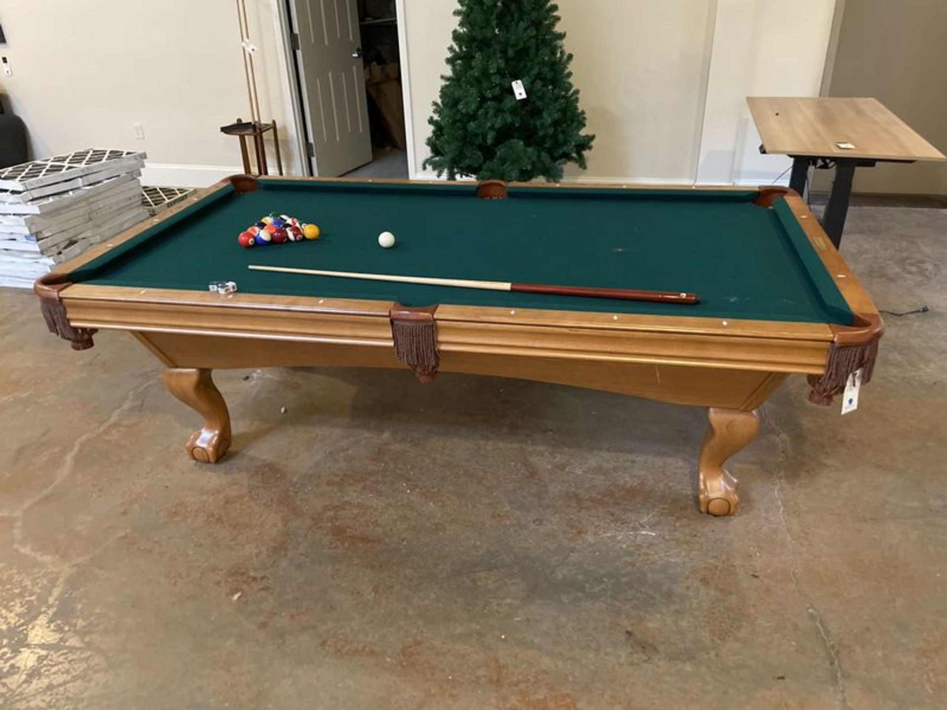 Contender by Brunswick Pool Table approx. 8' w/ Balls, Sticks, and Rack