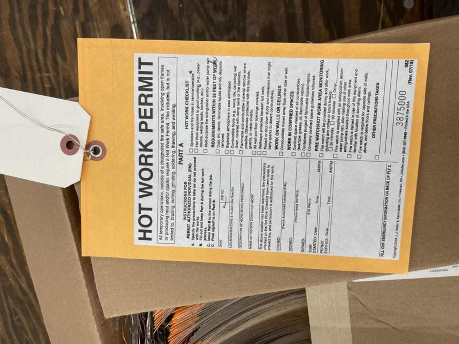 (Lot) 2 Boxes of Hot Work Permit Forms - Image 2 of 2