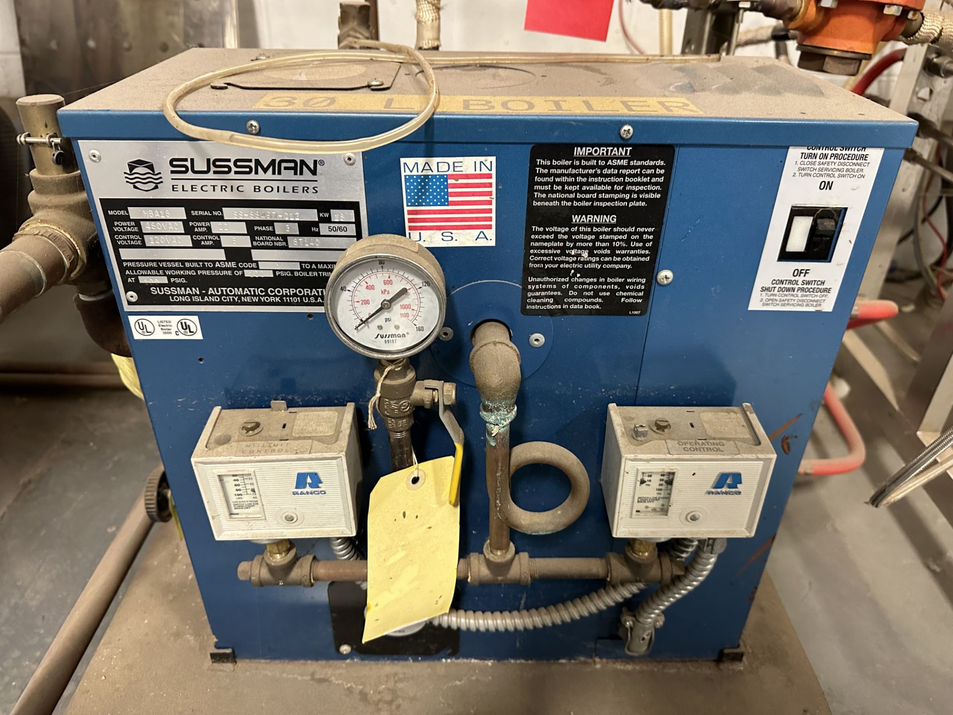 Sussman #MBA18, 18KW Boiler, 3 Phase, 480Volt (See Tag For Additional Info)