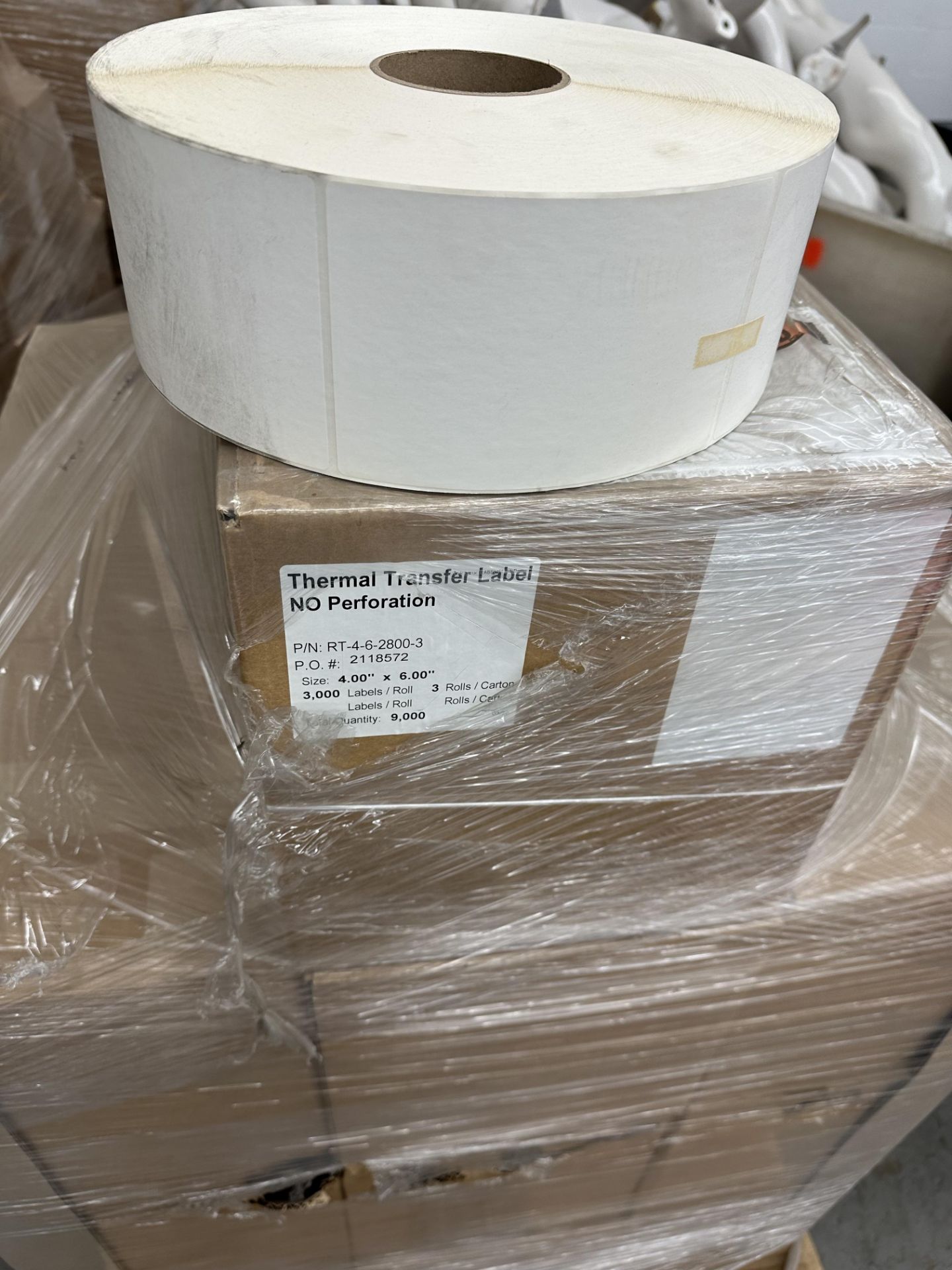 (30) Cases Thermal Transfer Label No Perforation P/N: RT-4-6-2800-3, 4" x 6" (9,000 Qty Per Case - - - Image 2 of 2