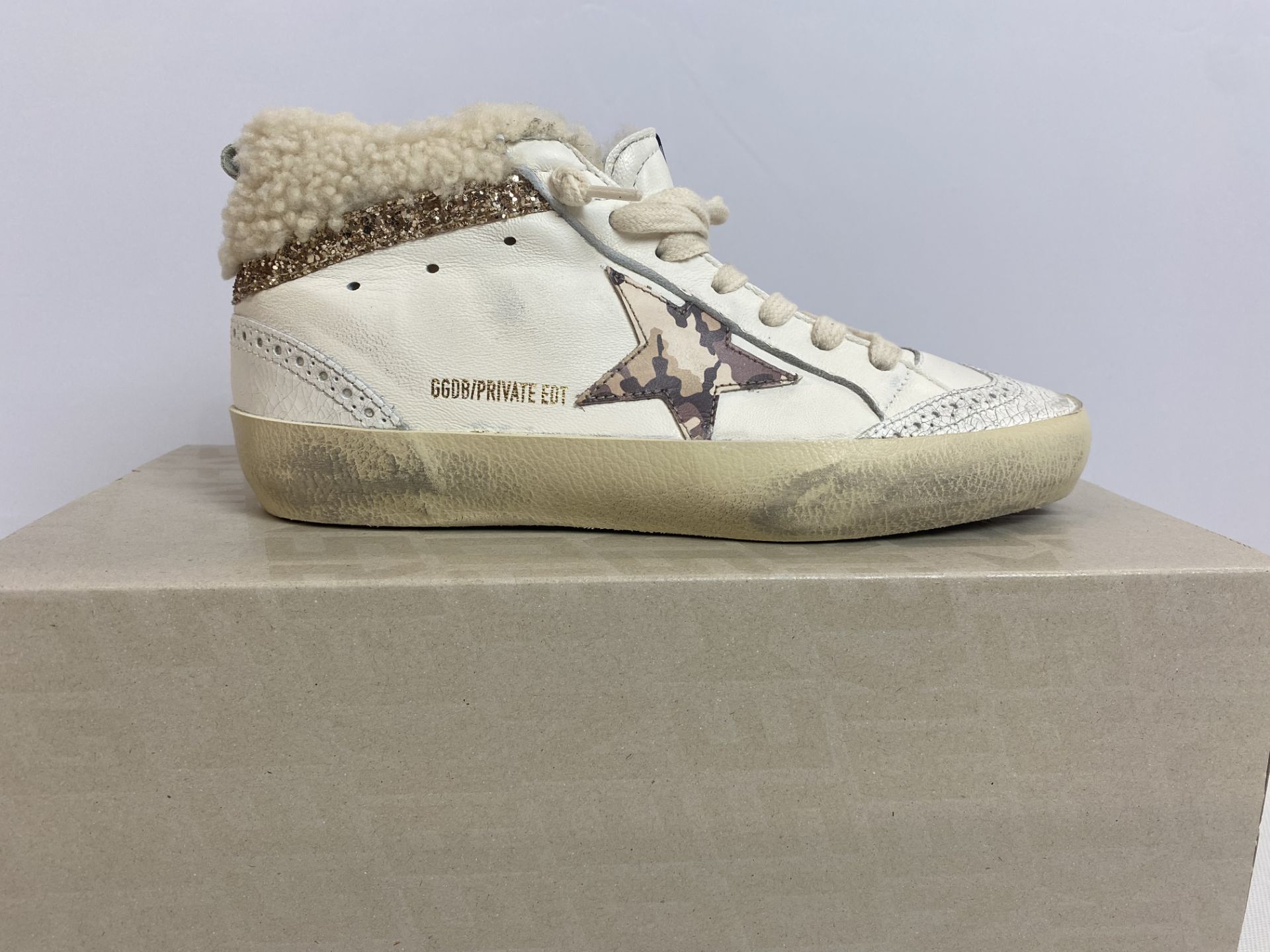 Golden Goose Mid Star Double Quarter Sneaker Size: 37, Nappa and Shearling Upper Suede Toe and Spur
