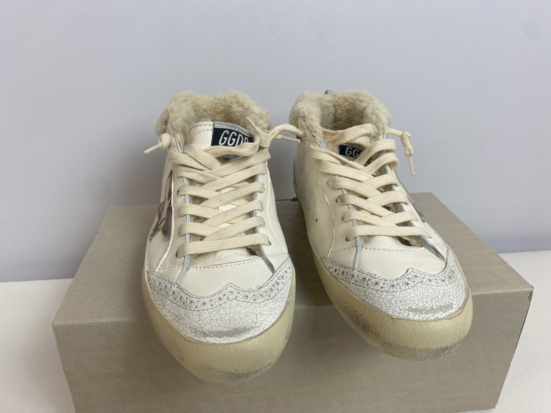 Golden Goose Mid Star Double Quarter Sneaker Size: 37, Nappa and Shearling Upper Suede Toe and Spur - Image 3 of 4