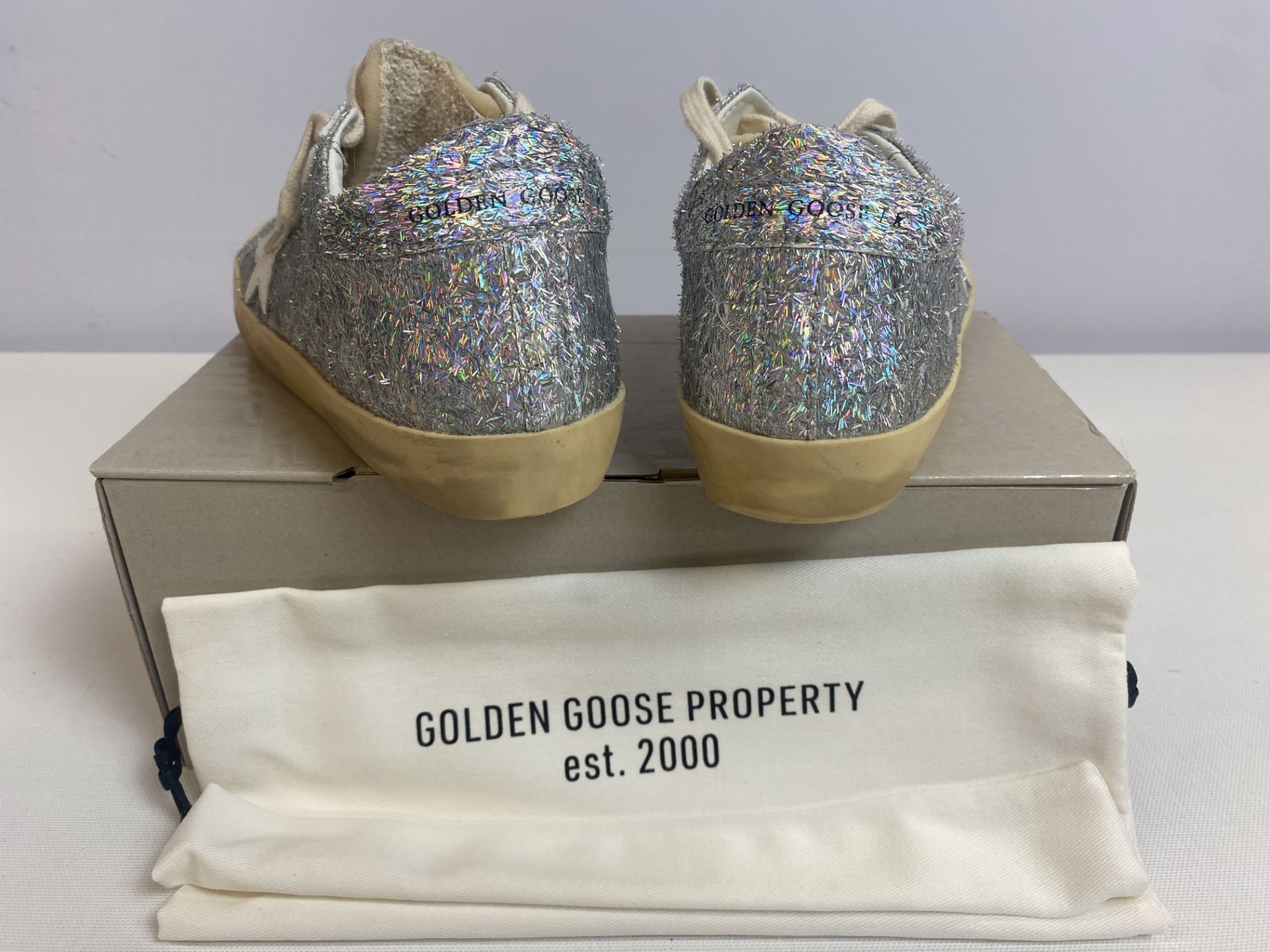 Golden Goose Super-Star Classic Size: 37 w/List SneakerLurex Pagliuzza Fabric Upper Anc Heel Foam To - Image 2 of 4
