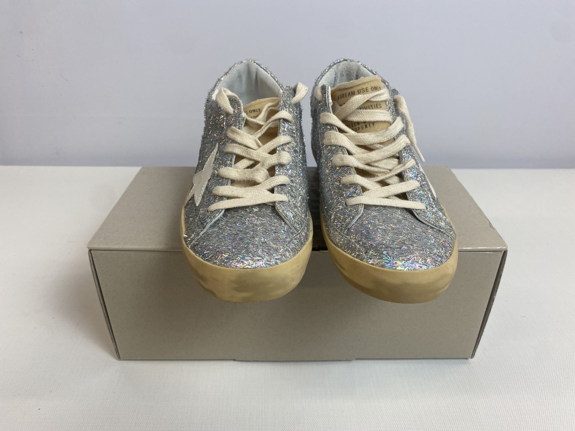 Golden Goose Super-Star Classic Size: 37 w/List SneakerLurex Pagliuzza Fabric Upper Anc Heel Foam To - Image 4 of 4