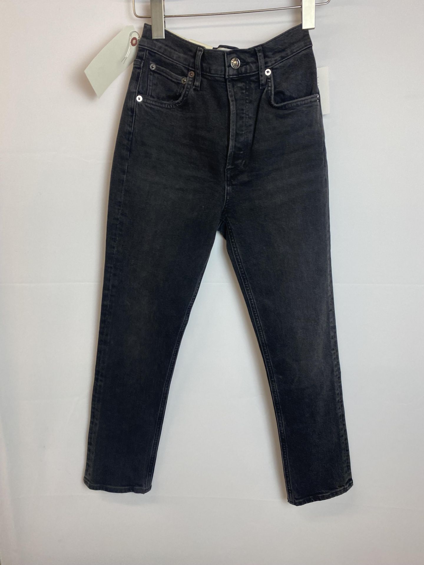 Agolde Riley Black Straight Leg Black Denim Jean, Size 24, Original Retail Price: $188 - Bild 2 aus 4