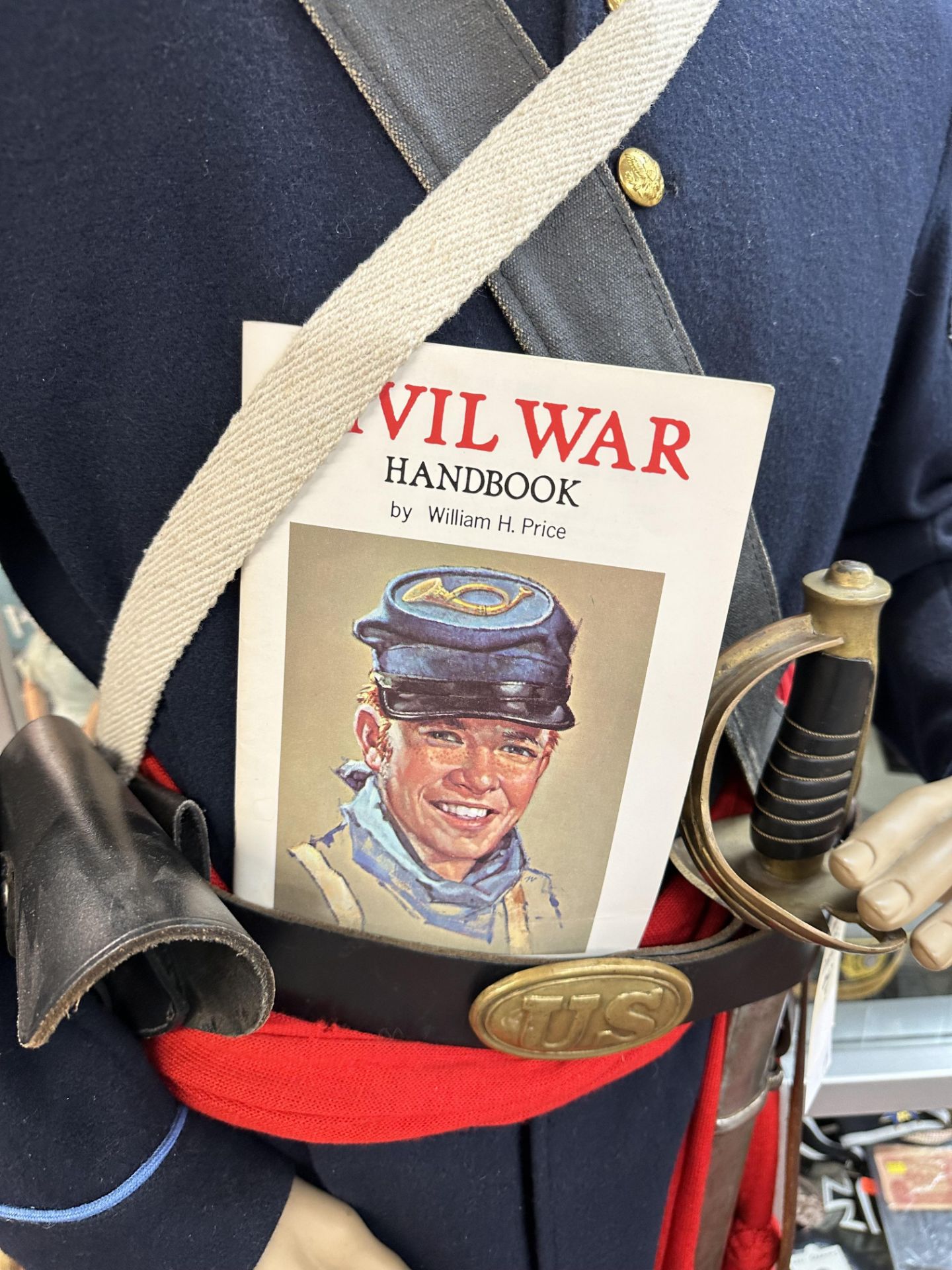 Civil War Reproduction Union Uniform w/ Access Belt, Buckle, Sword, Holster, and Mannequin, 74" - Image 3 of 4