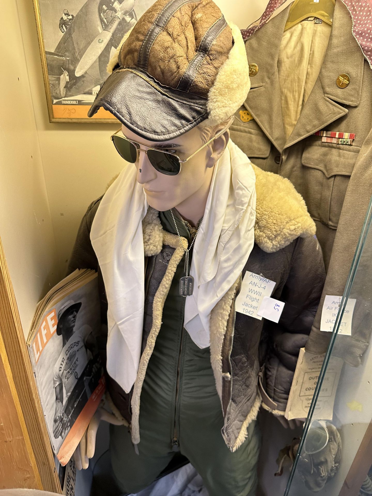Complete Uniform Army Corp WWII ANJ-4 Cap, High Altitude Jacket and Pants, Leather Remans Supple,