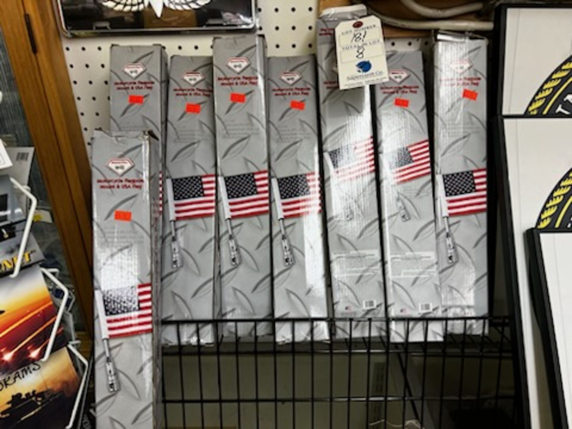 {LOT} (8) Motorcycle Mount Flags (New In Box)
