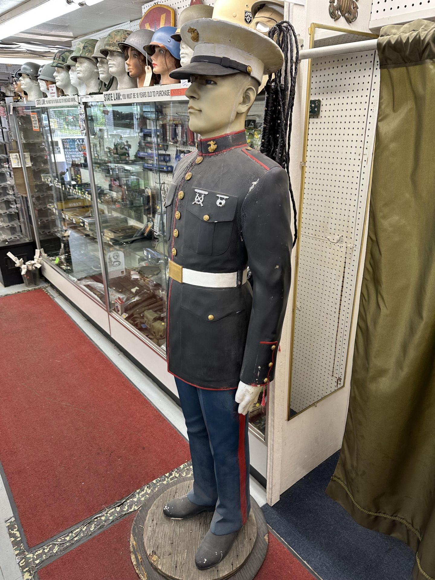 Pair US Marine Corp. Standees Hand Painted Fair as Found Condition, 77" Tall Resin - Image 2 of 2