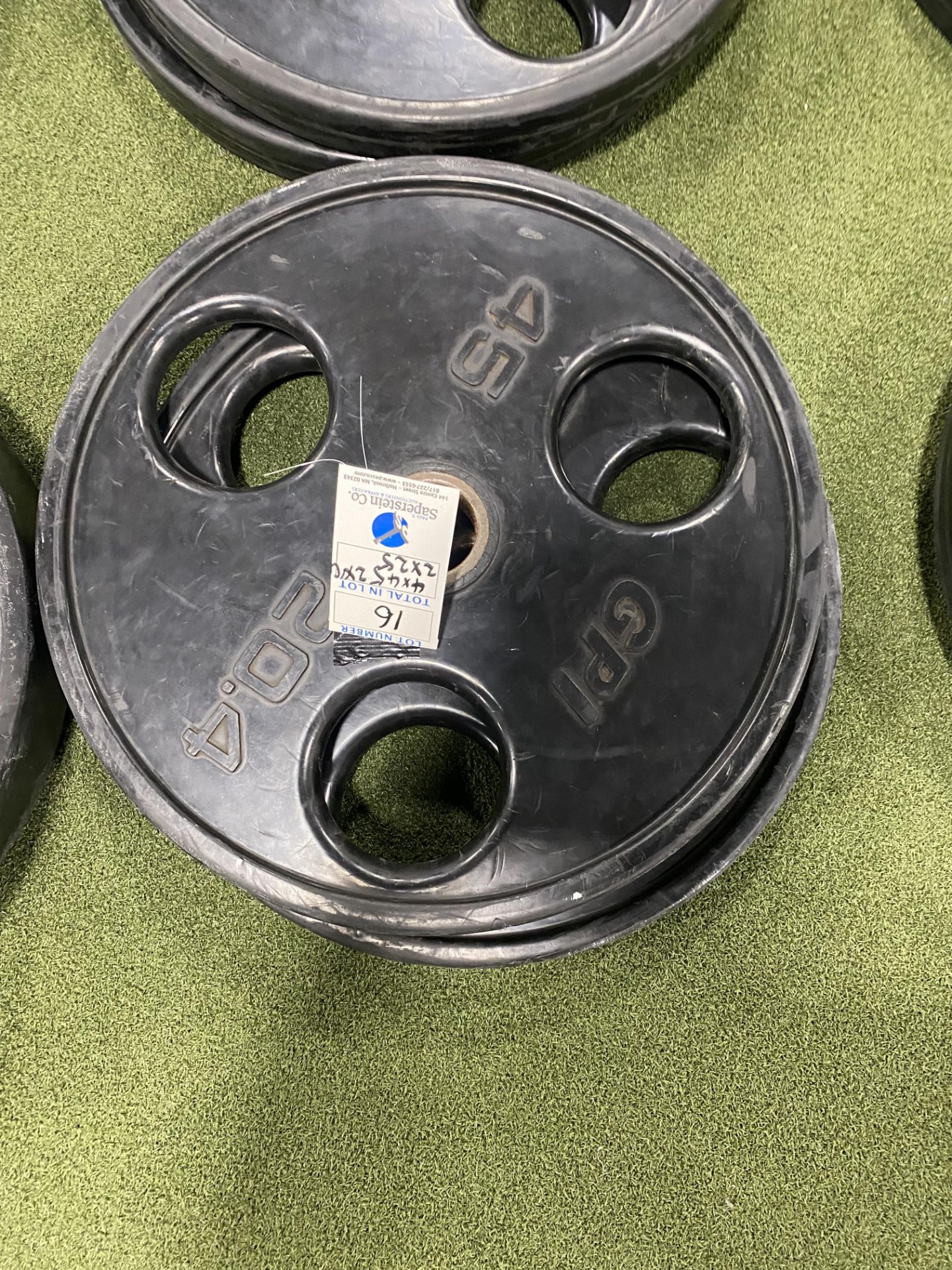 (Lot) (4) 45lb. Plates, (2) 25Lb Bumper Plates, and (2) 10lb Bumper Plates - Image 2 of 5