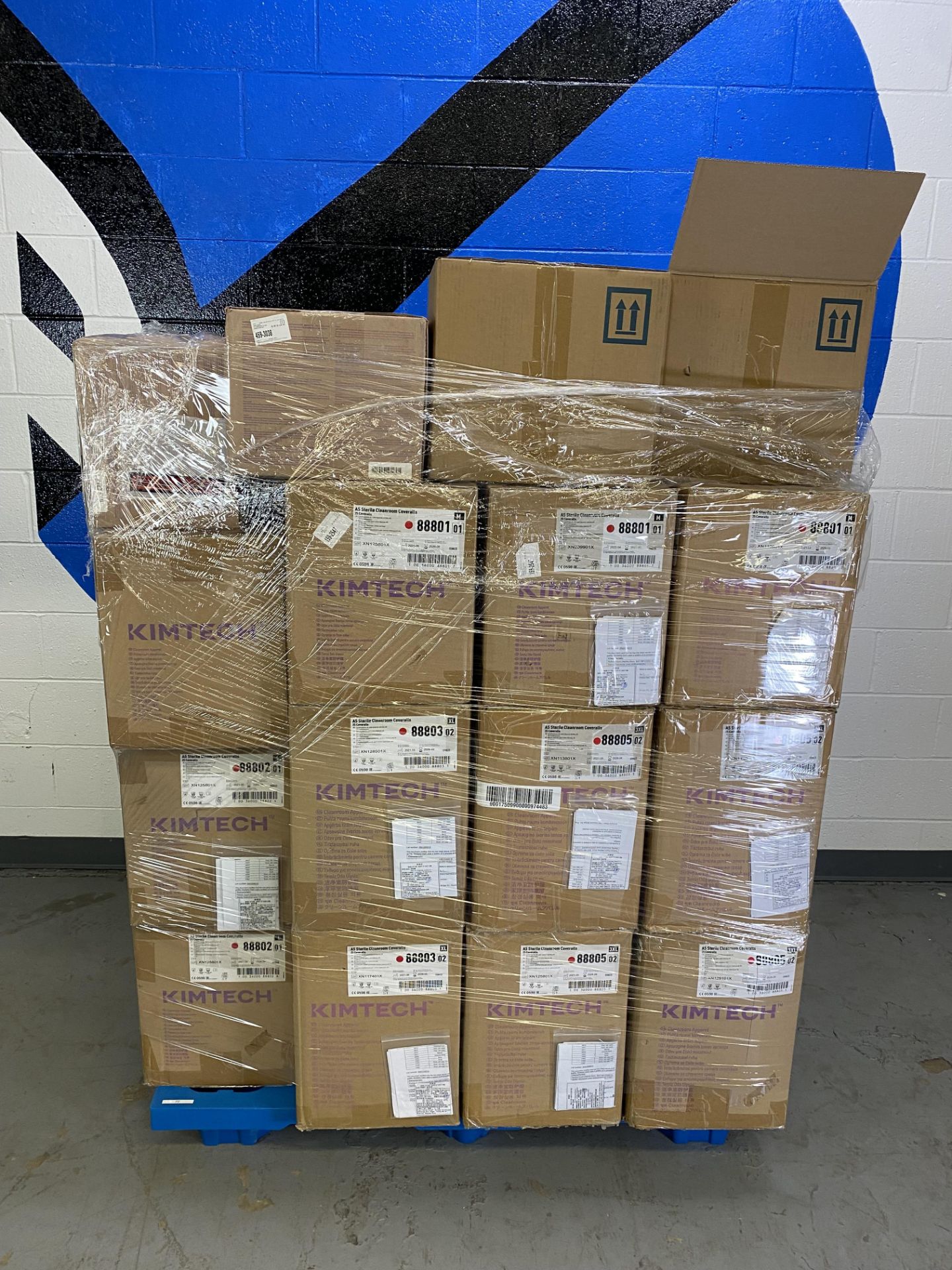 {LOT} Of Consumables on Pallet of Approx. 20 Boxes c/o: Kimtec Clean Room Coveralls