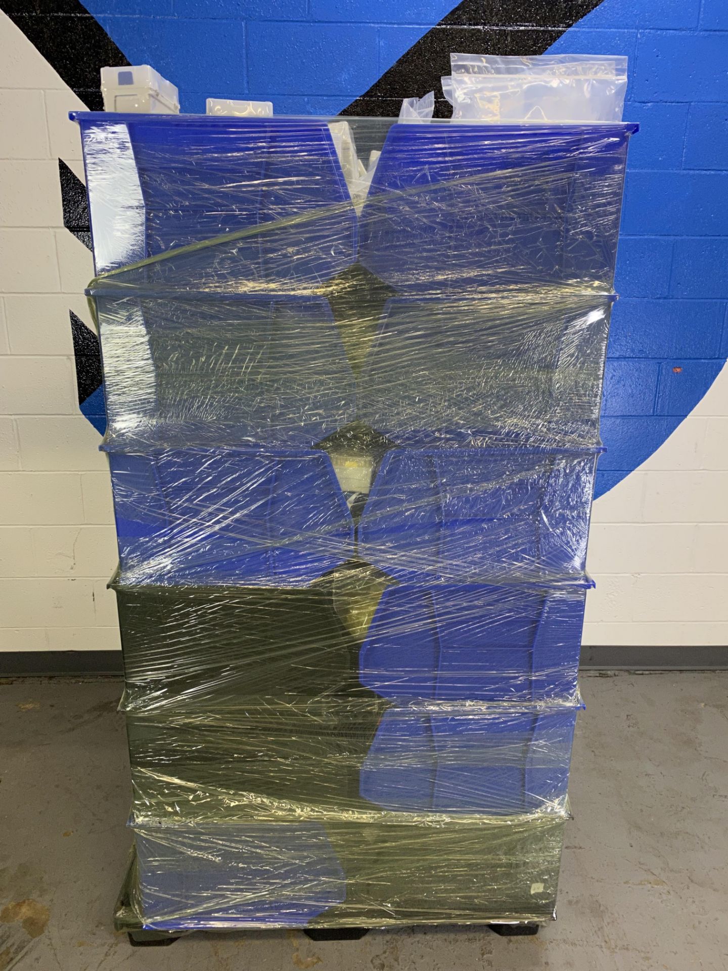 {LOT} Of Consumables on Pallet of Approx. 24 Boxes c/o: Blue and Black Bins, Assorted Filter Pipette