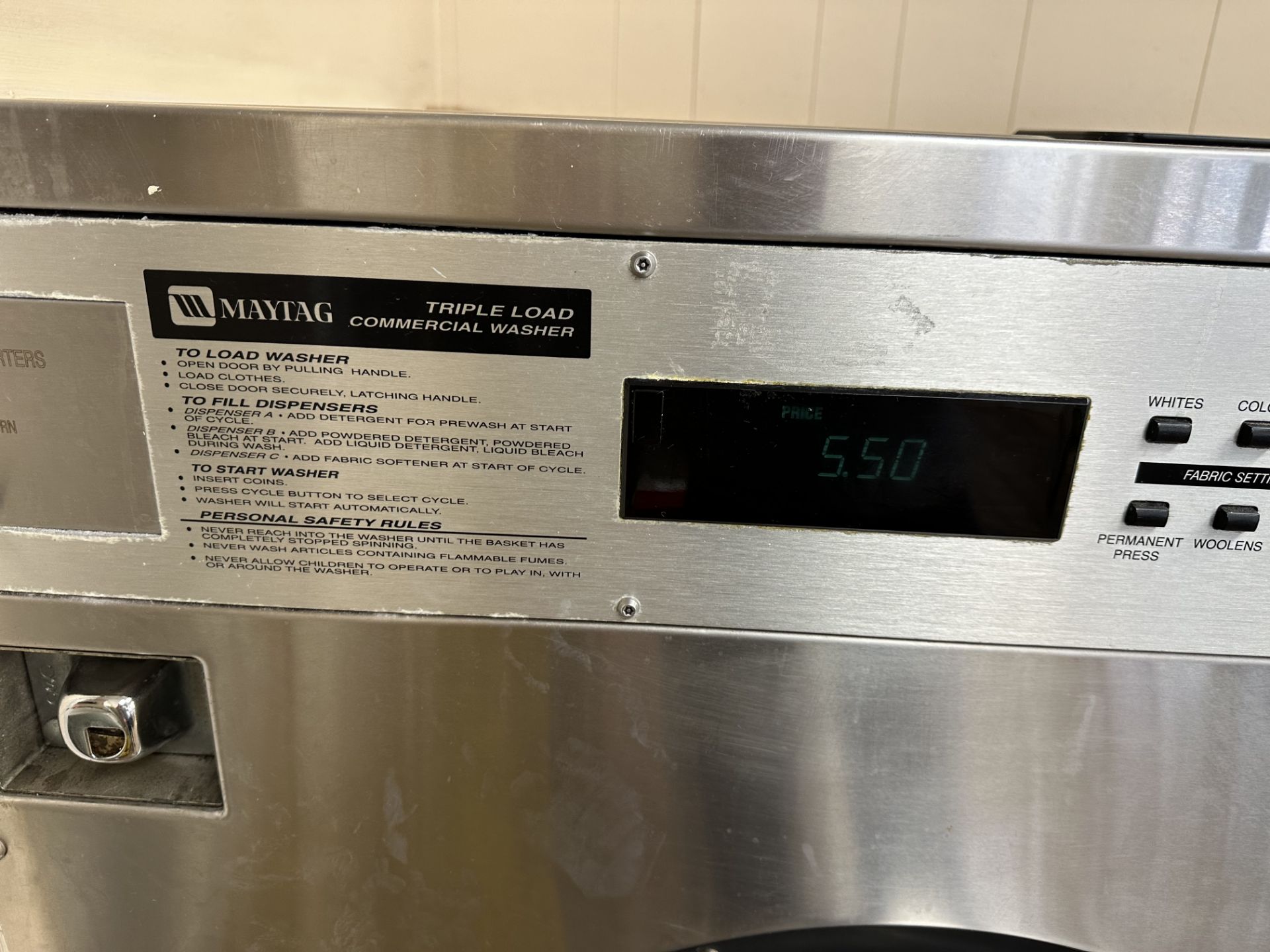 Maytag #MFR35PDATS Triple Load Commercial Washing Machine, 35 Lb. Load Capacity & Coin Operated, - Image 2 of 4