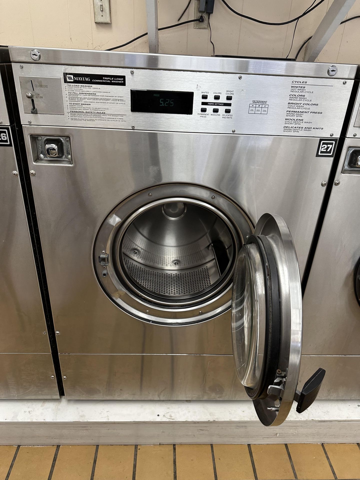 Maytag #MFR35PDATS Triple Load Commercial Washing Machine, 35 Lb. Load Capacity & Coin Operated,