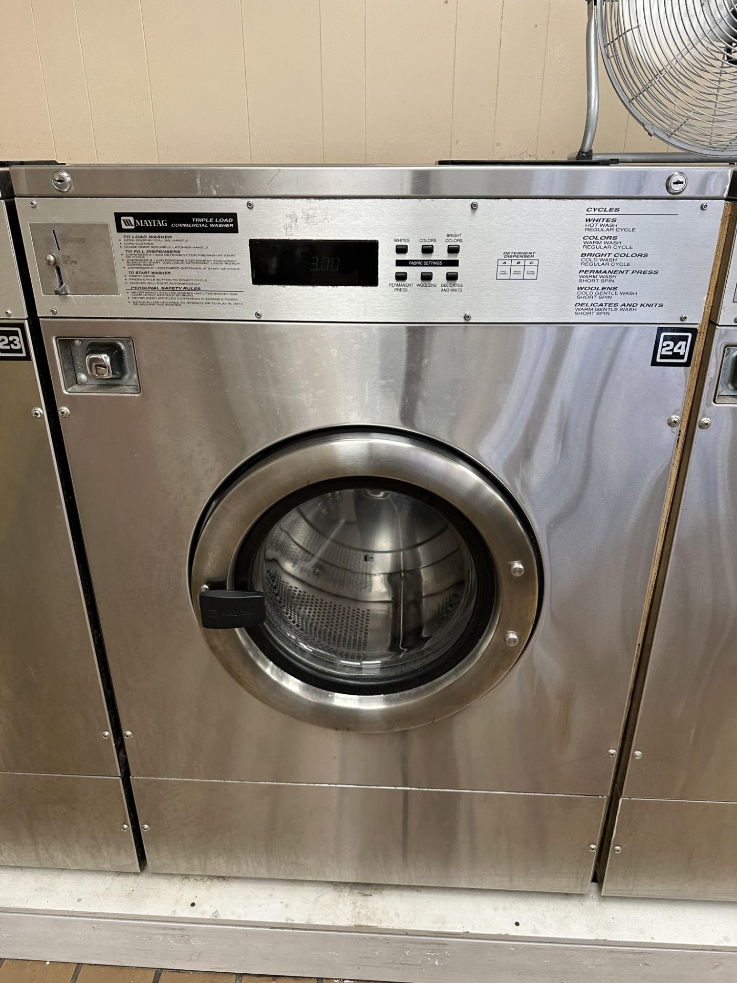 Maytag #MFR35PDATS Triple Load Commercial Washing Machine, 35 Lb. Load Capacity & Coin Operated,